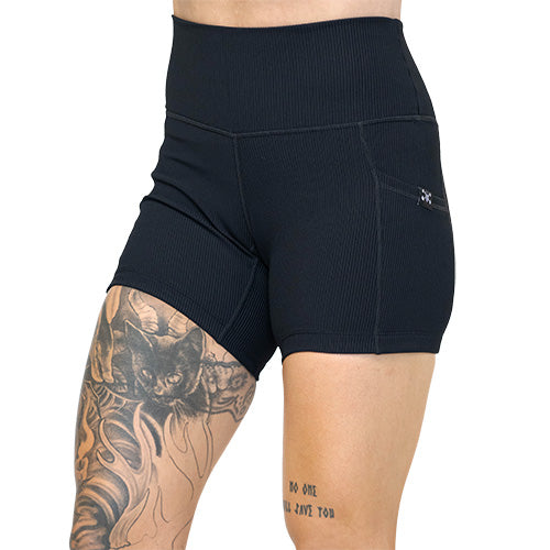 Stylish Ribbed Black Shorts for Women - Comfortable & Trendy Summer Casual Wear