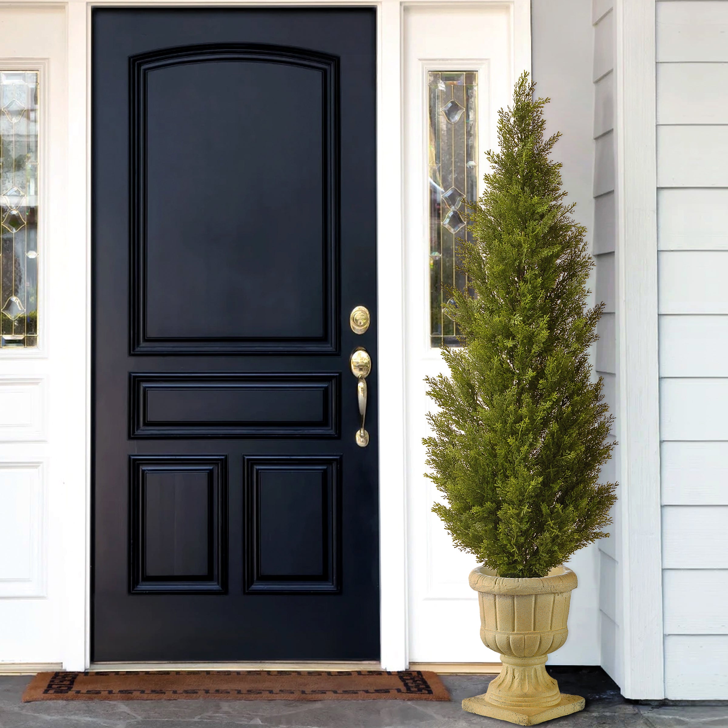 60 Inch Artificial Arborvitae Topiary Tree in Decorative Urn - Perfect for Indoor/Outdoor Home Decor, Patio, Garden, and Office Spaces