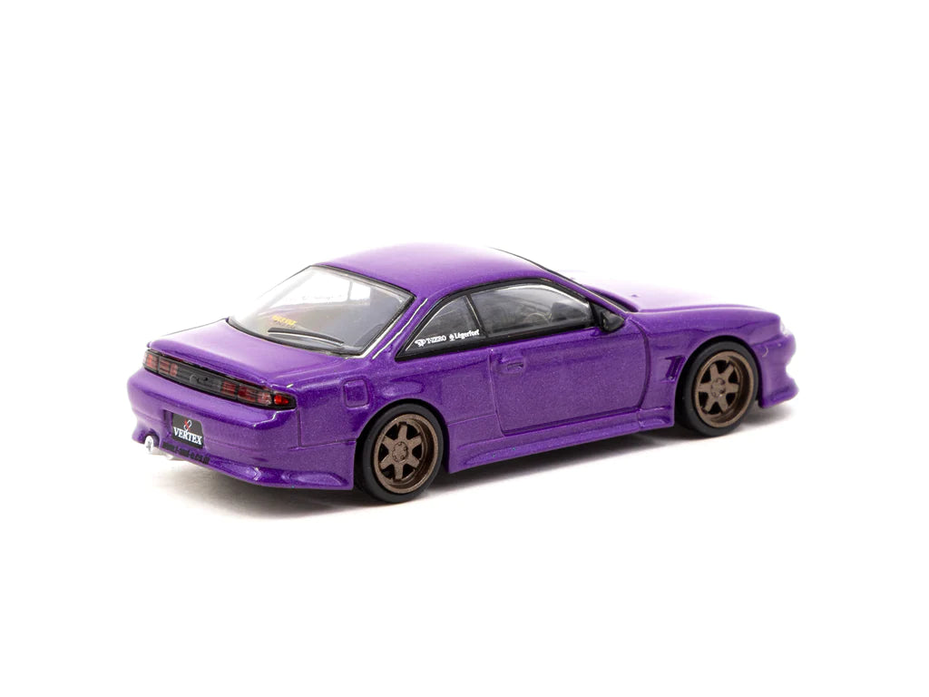 Tarmac Works 1:64 Scale Nissan Silvia S14 Vertex Edition Diecast Model Car - Purple Metallic Finish | Collectible Miniature for Display, Racing Games & Car Enthusiasts