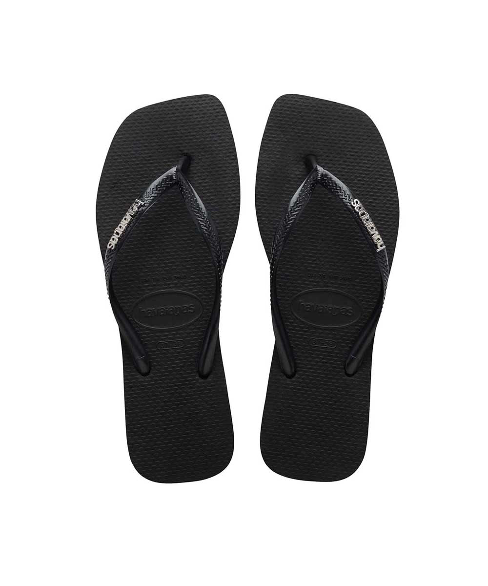 Havaianas Women's Slim Square Metallic Logo Flip Flops - Comfortable Summer Sandals for Beach, Pool & Casual Wear
