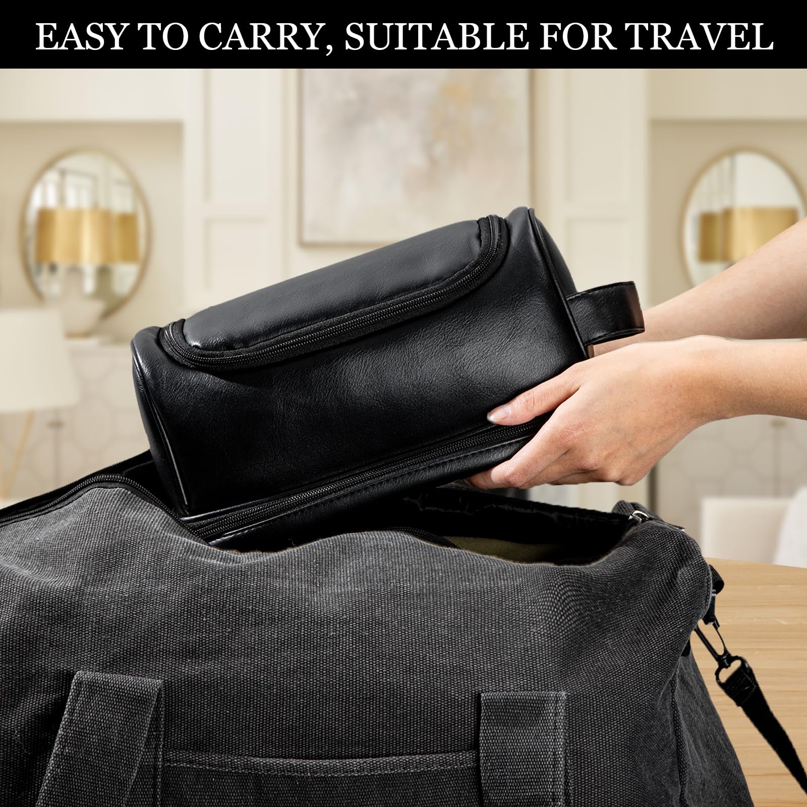 Personalized Travel Toiletry Bag for Men - Large Waterproof Shaving Kit Organizer with PU Leather, Multi-Functional Dopp Kit for Grooming Essentials - Perfect Gift for Groomsmen, Anniversary & Birthday - Ideal for Travel, Business Trips, Camping and Gym Use