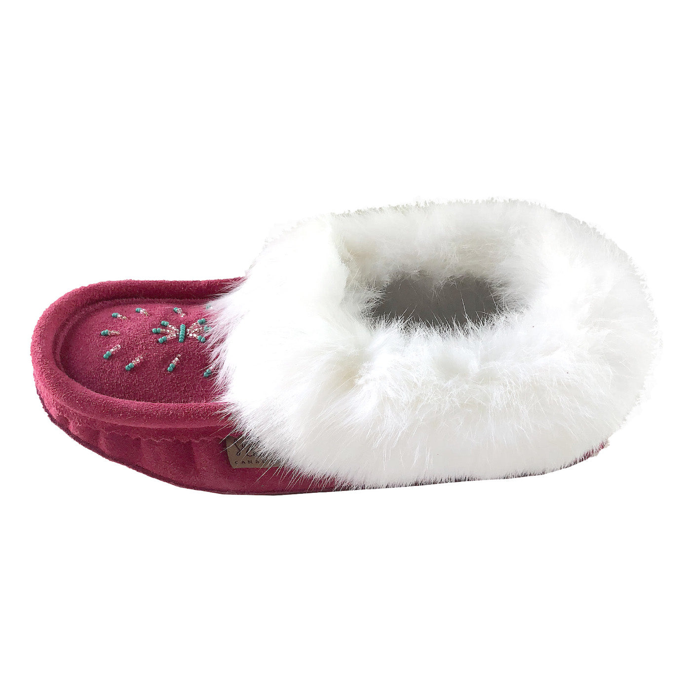 Women's Warm Fleece-Lined Rabbit Fur Pink Suede Moccasin Slippers - Cozy Indoor/Outdoor House Shoes for Winter Comfort