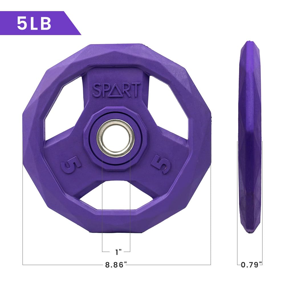 SPART Color Coded 1-Inch Rubber Coated Weight Plates - Solid Cast Iron Standard Grip Plates for Barbell Strength Training, Weightlifting & Crossfit - Fits 25mm/28mm Bars - Perfect for Home Gym, Commercial Fitness & Crossfit Boxes