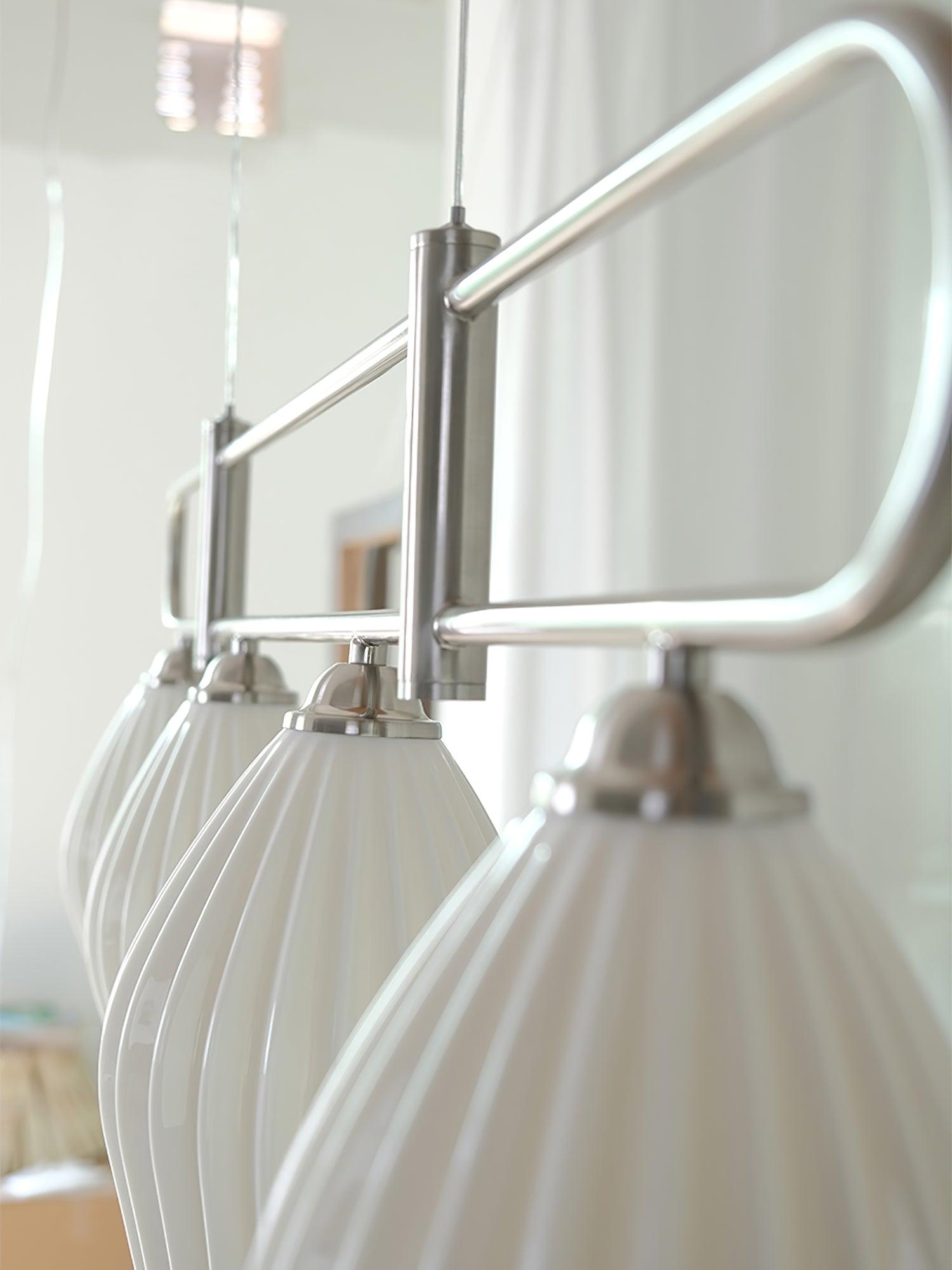 Modern Fin Pendant Light - Adjustable Hanging Ceiling Lamp for Kitchen Island, Dining Room & Bedroom | Industrial Style Lighting Fixture with Vintage Edison Bulbs