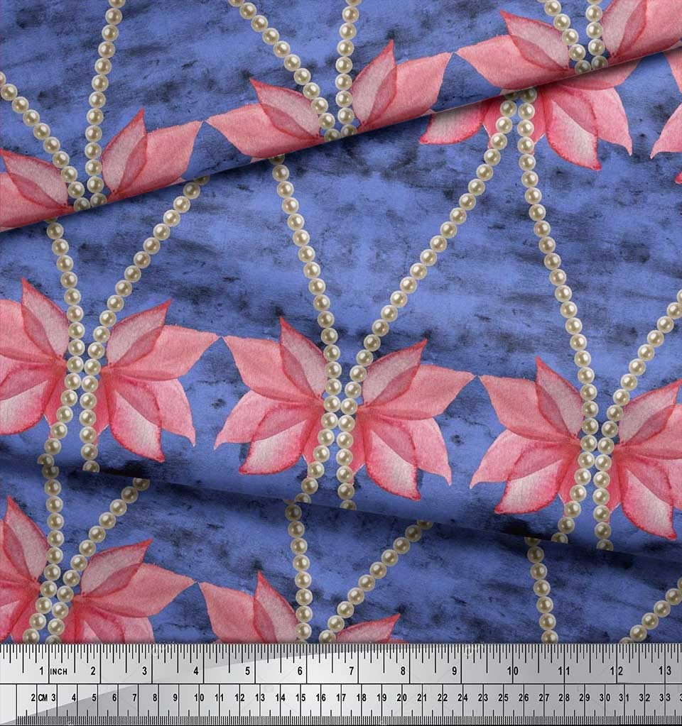 Soimoi Moss Georgette Brown Fabric by The Yard - 42 Inch Wide Floral & Ogee Damask Printed Fabric for Dresses, Curtains & Home Decor - Lightweight Fashion & Upholstery Material