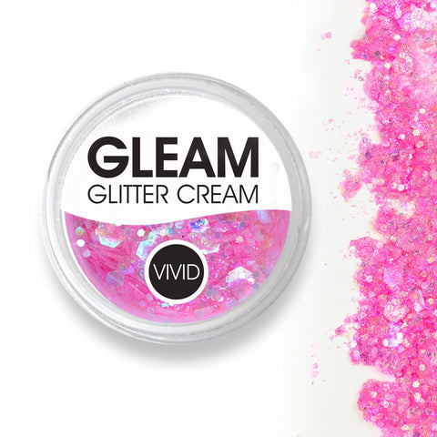 Princess Pink Gleam Chunky Glitter Cream - Sparkling Body & Face Glitter Makeup for Parties, Festivals, Cosplay & Special Occasions