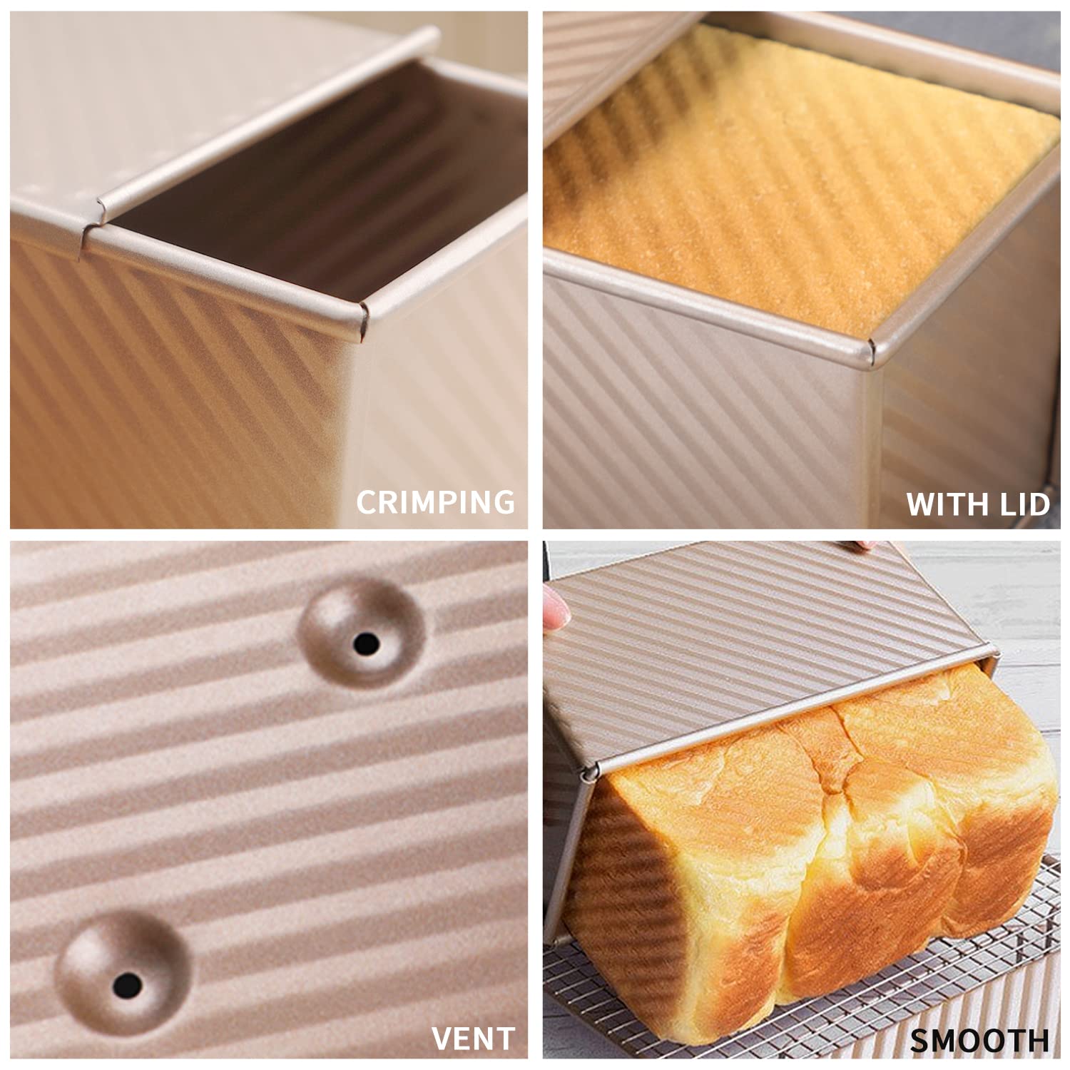 Non-Stick Carbon Steel Pullman Bread Pan with Lid - Rectangular Baking Pan for Homemade Bread, Toast & Sandwiches | Perfect for Baking, Meal Prep & Kitchen Storage