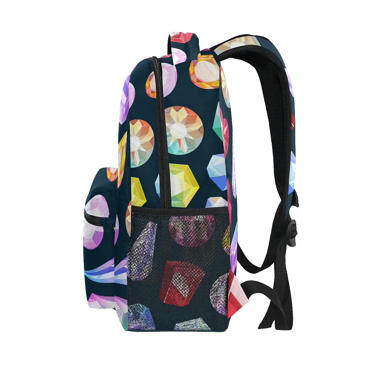 Stylish Gemstone Print Backpack - Durable Laptop Bag for School, Travel & Hiking | Water-Resistant Daypack for Women, Men & Teens | Perfect for Work, College & Outdoor Adventures