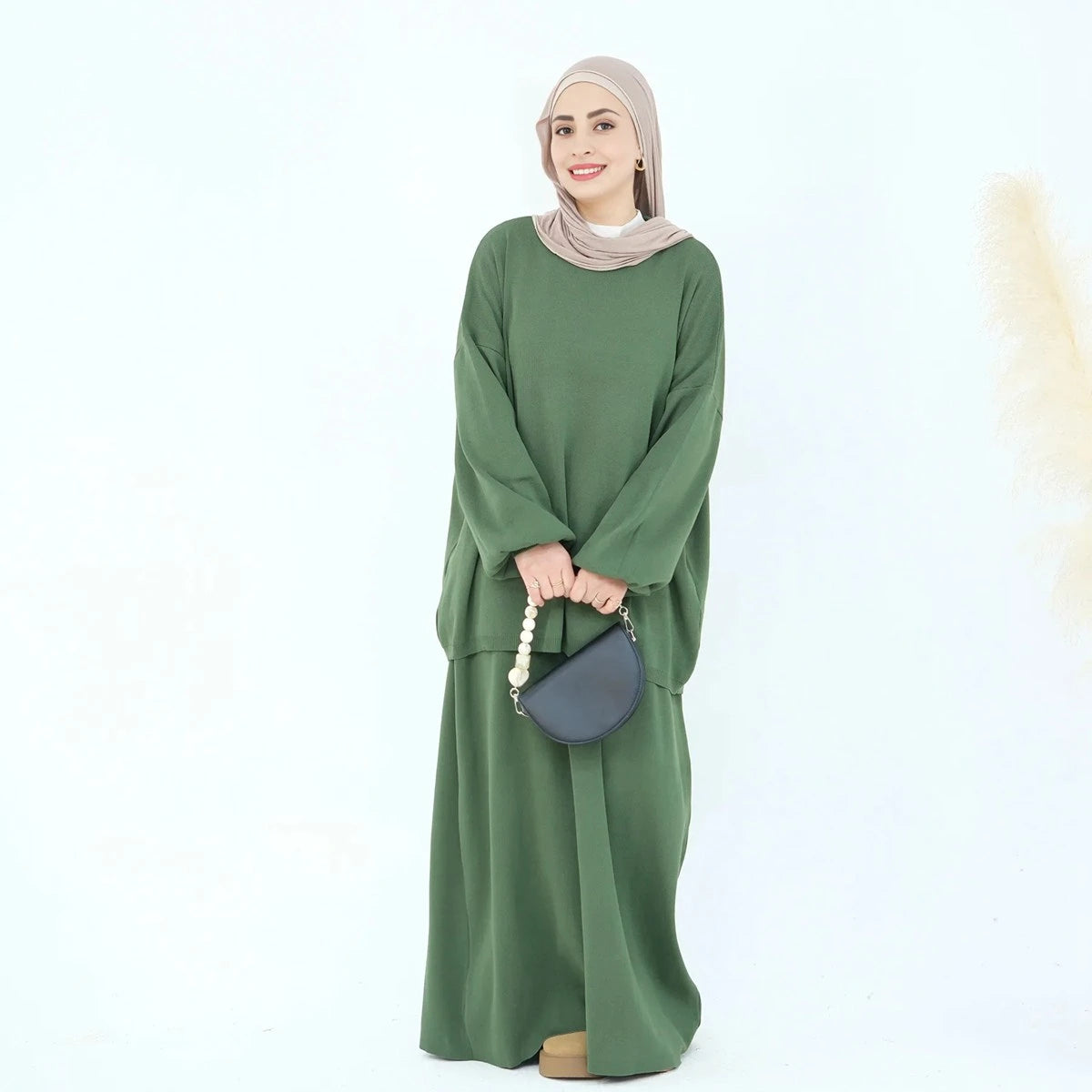 Winter Fall 2-Piece Knitted Top and Skirt Set - Modest Fashion Outfit for Women | Cozy Office Wear & Casual Street Style