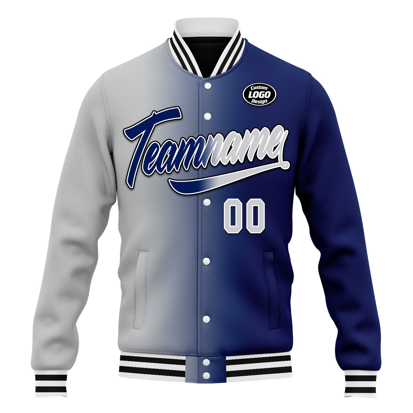 Custom Gradient Fashion Bomber Jacket - Full Snap Varsity Letterman Personalized Coat for Men & Women | Perfect for Casual Wear, Street Style & School Events (FZ005 D028015)