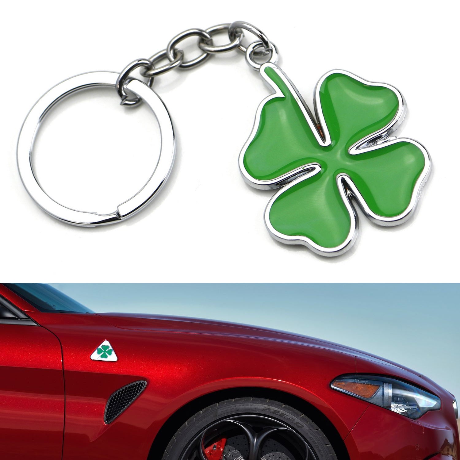 Lucky Four Leaf Clover Keychain - Chrome Finish Key Ring for Good Luck - Perfect for Gifts, Home Decor, and Everyday Carry Accessories