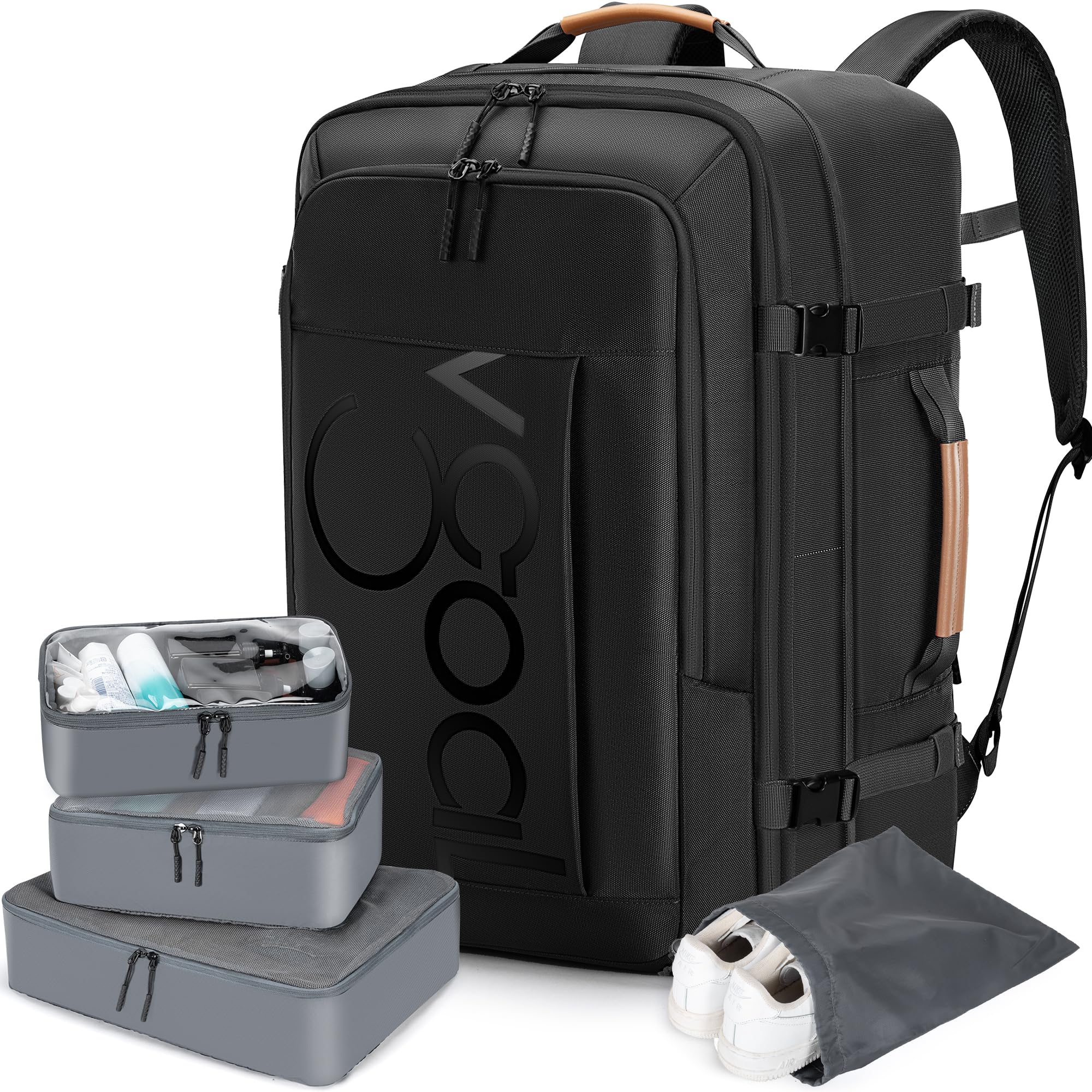 VGOAL 40L Expandable Carry On Backpack - TSA Approved Flight Travel Backpack with 4 Packing Cubes | Perfect for Business Trips, Weekend Getaways & Airplane Travel