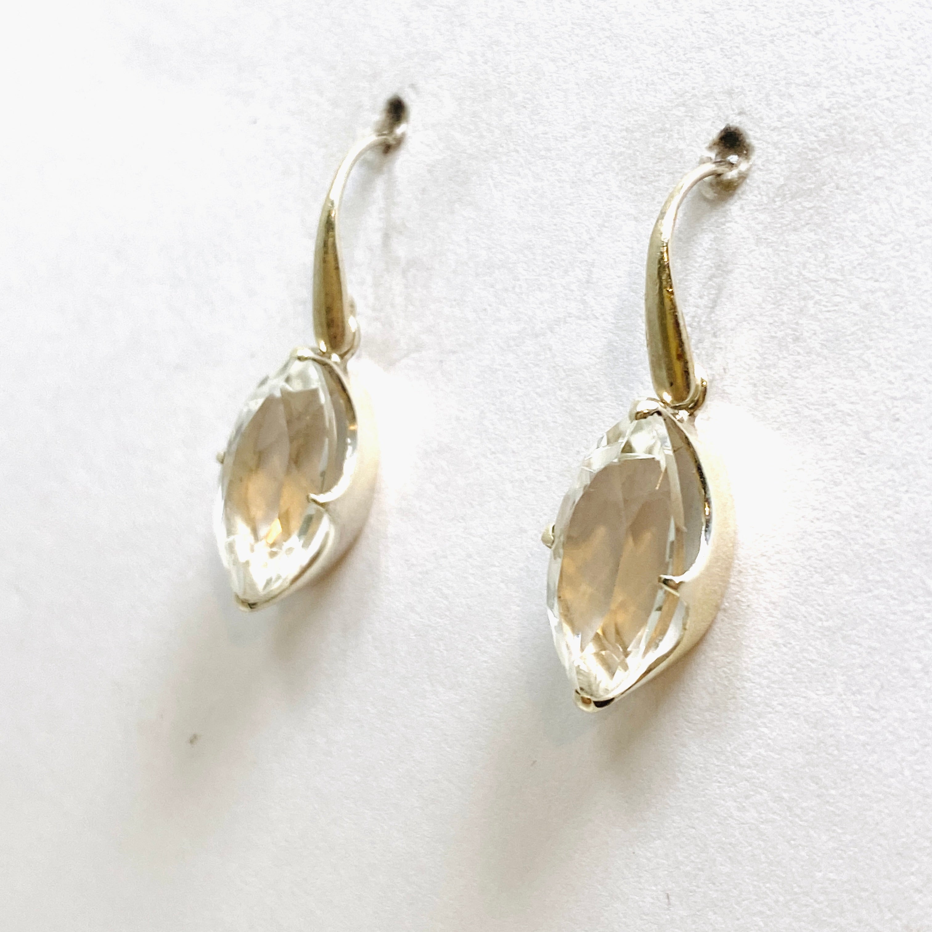Clear Quartz Marquise Faceted Earrings for Women - Elegant Crystal Dangle Earrings for Party, Wedding & Everyday Wear | PEGJ228