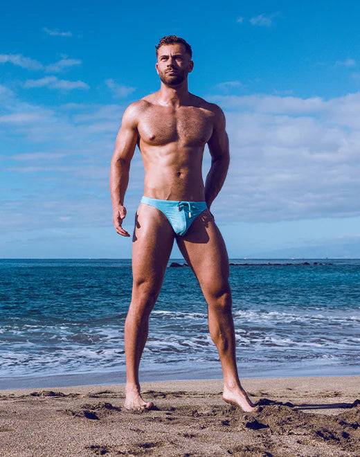 2eros Nautica Swim Thong for Men - Comfortable Blue Swimwear for Beach, Pool & Vacation - Quick-Dry Fabric & Adjustable Waistband