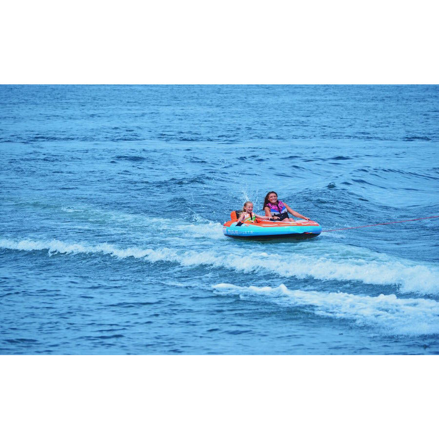 Rave Tirade II 2-Person Towable Tube - Heavy Duty Inflatable Water Tube for Boating & Lake Fun - Perfect for Summer Water Sports with Friends & Family