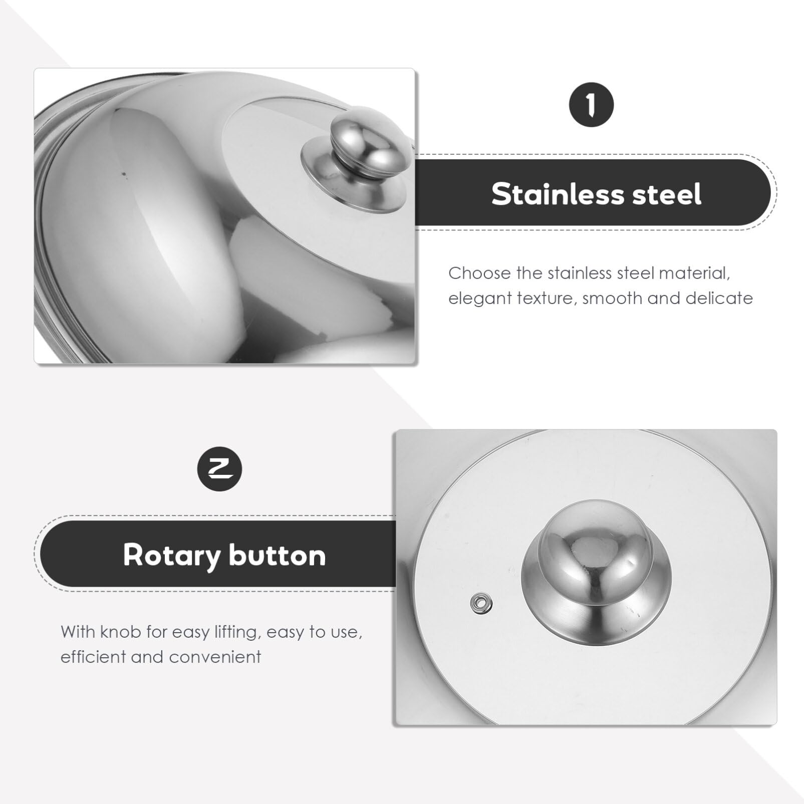 Hemoton 15-Inch Stainless Steel Pot Lid - Universal Replacement Cover for Cookware, Frying Pans & Cast Iron Skillets - Durable Kitchen Supplies for Baking, Cooking & Food Prep (38cm Round)