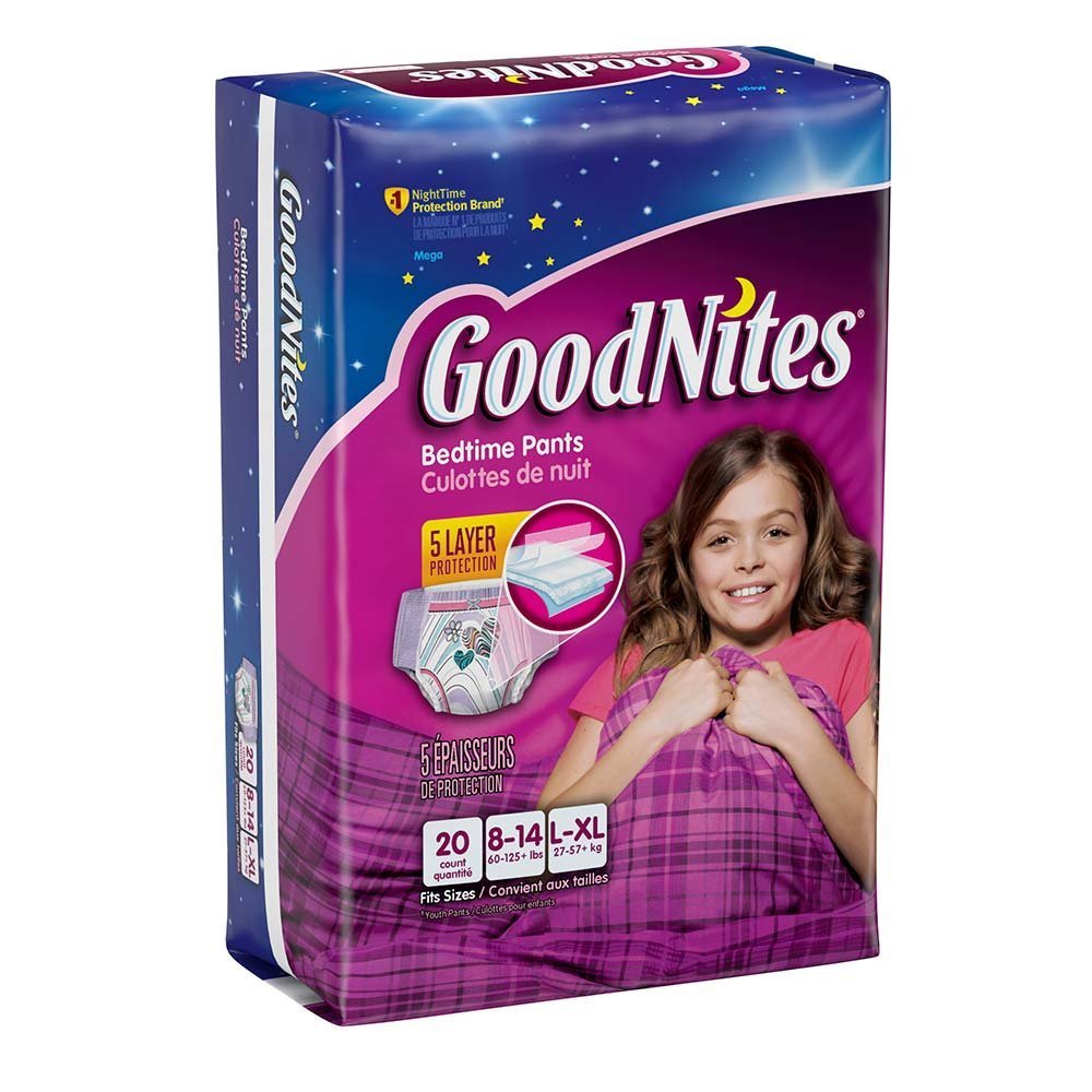 Goodnites Disposable Underwear for Girls - Large/X-Large Size - 20 Count Pack - Overnight Protection for Bedwetting & Sleepovers