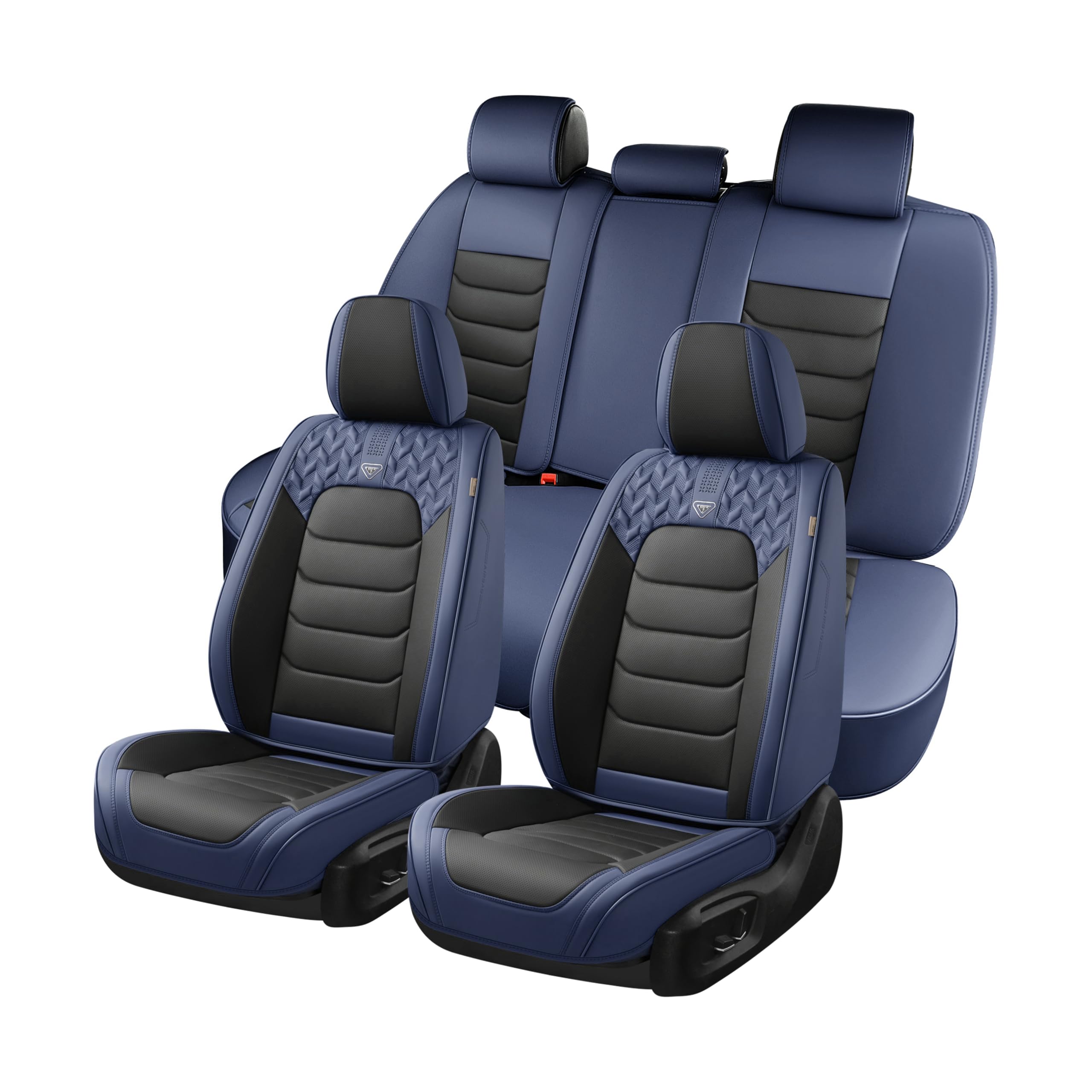 Premium FLORICH Full Set Leather Car Seat Covers - Waterproof 5-Seat Protection for Sedan, SUV & Pickup Trucks (Blue & Black) | Durable Comfort for Commuting, Road Trips & Family Travel