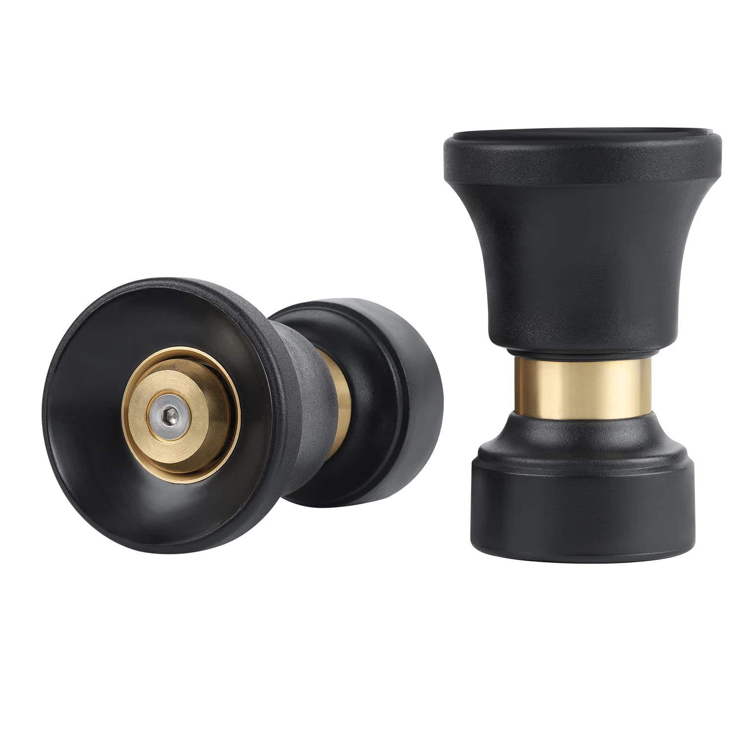 Lichamp 2 Pack Heavy Duty Brass Fireman Style Hose Nozzle - High Pressure Adjustable Garden Water Sprayer with Leak Proof Design for Car Washing, Patio Cleaning, Lawn Watering & Pet Showering (Black) - Perfect for Outdoor Cleaning, Gardening and Home Maintenance