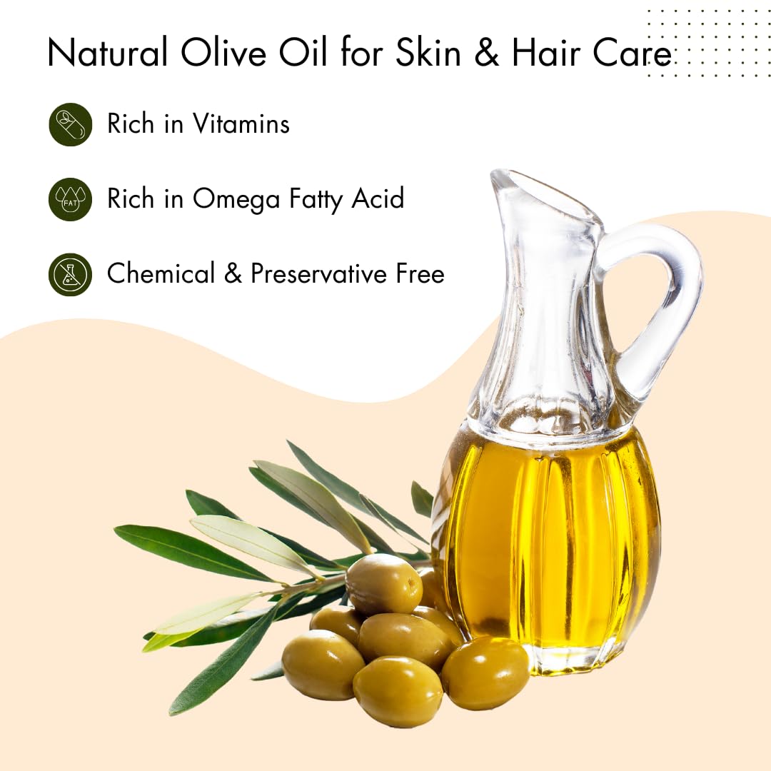 Khadi Nature’s Tree Olive Oil - 100% Pure for Hair Growth, Skin Care & Face Massage | 100ml | Organic & Natural | Perfect for Daily Moisturizing & Scalp Treatment