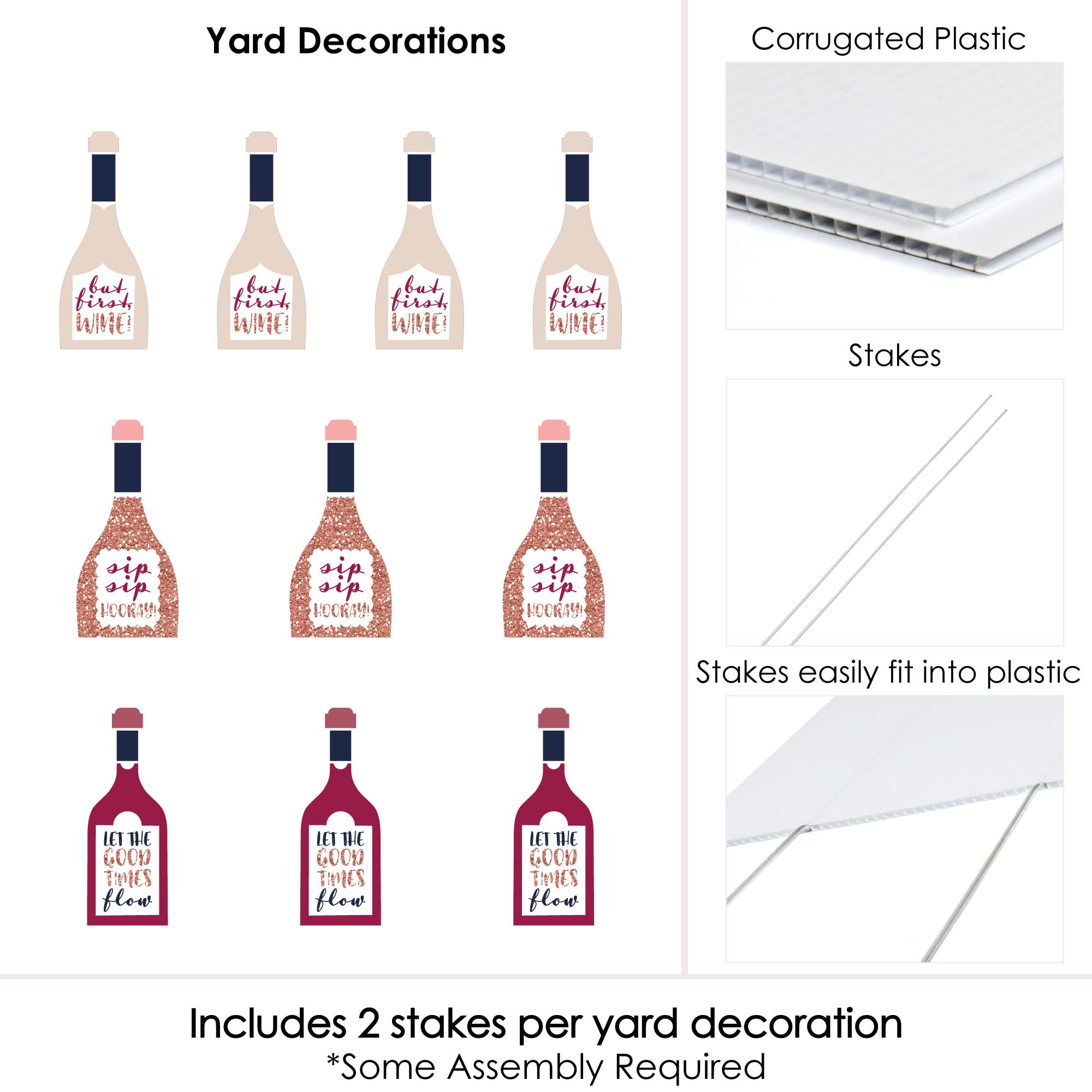 Big Dot of Happiness But First, Wine Tasting Party Yard Decorations - 10 Piece Set for Outdoor Garden, Backyard, and Patio Wine Events