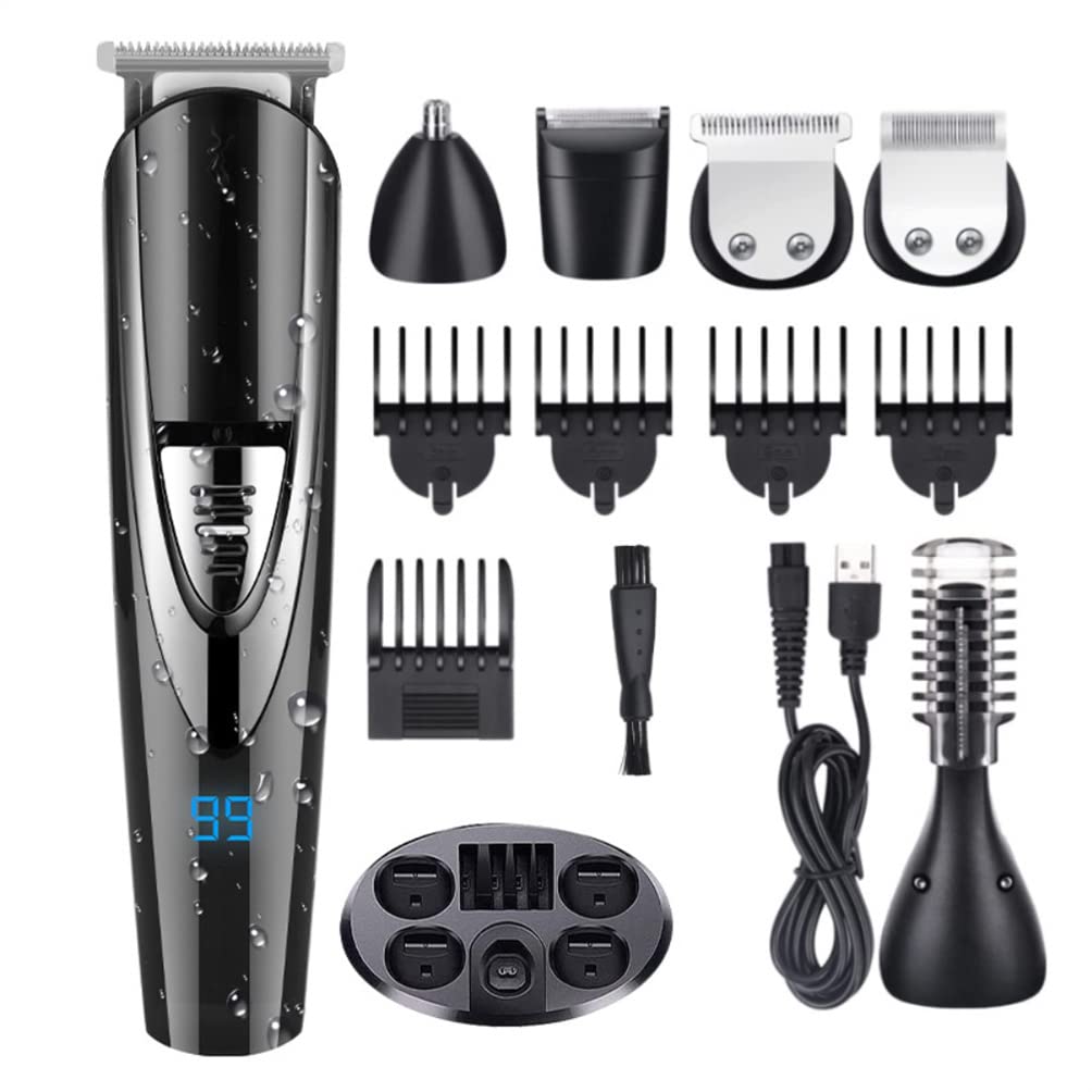 Professional 5-in-1 USB Rechargeable Hair Trimmer Kit - Beard, Mustache, Nose & Body Hair Clipper with Precision Detailing | Perfect for Home Grooming, Travel & Salon Use