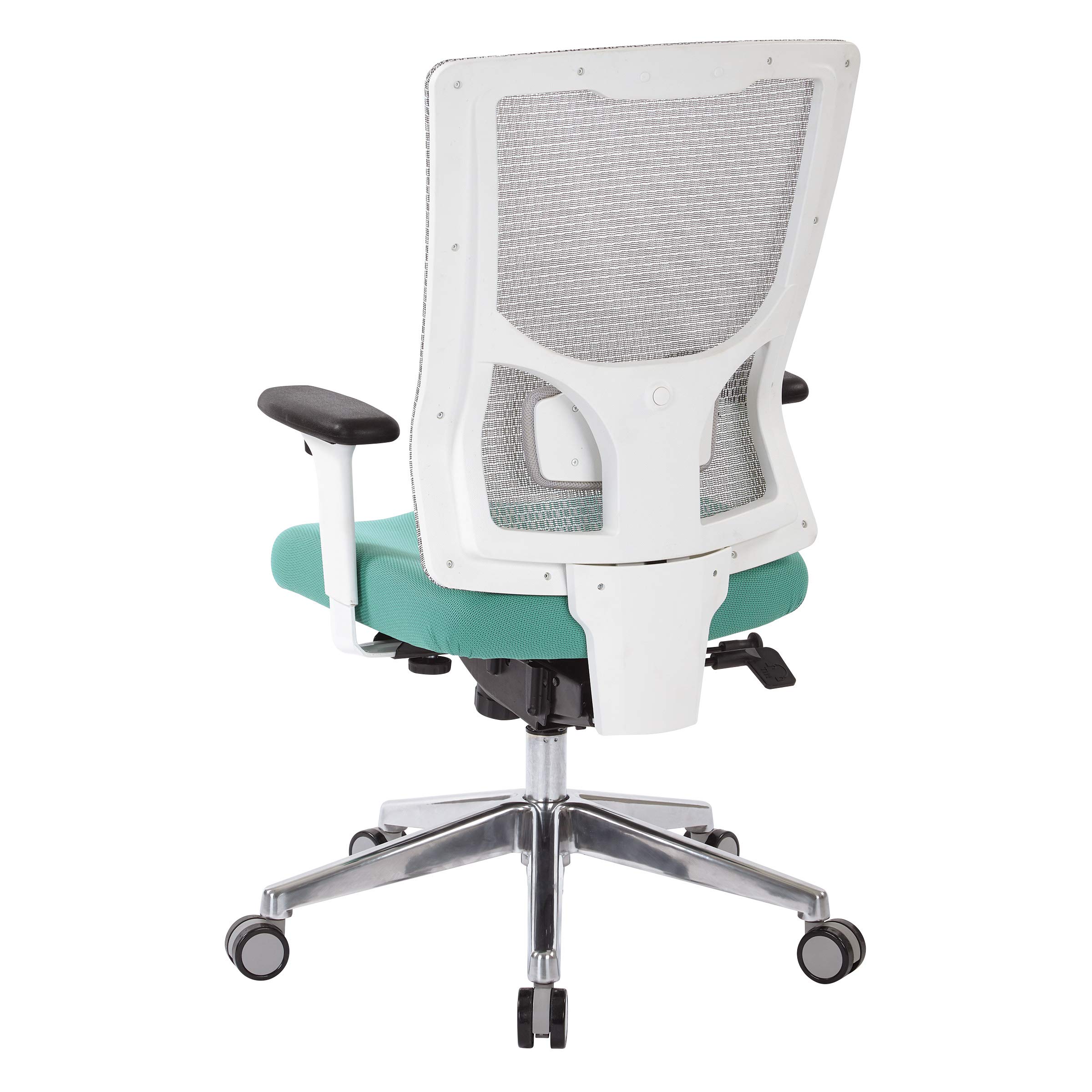 Office Star ProGrid High-Back Ergonomic Office Chair - Adjustable Mesh Back with Lumbar Support & Padded Seat, Jade Fabric - Perfect for Home Office, Executive Desk & Computer Workstations