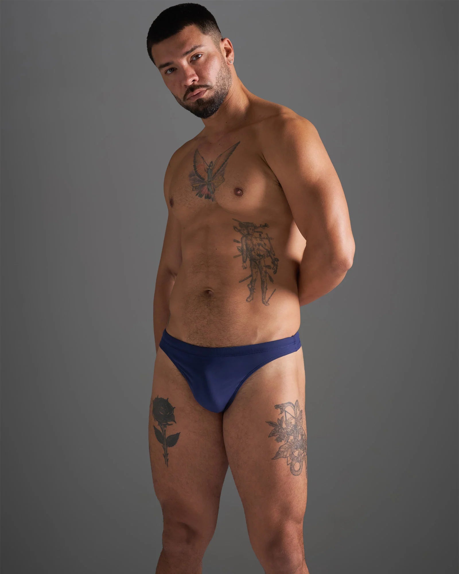Teamm8 Standard Swim Thong - Navy Blue Men's Swimwear for Beach, Pool & Water Sports | Comfortable & Stylish Swim Briefs
