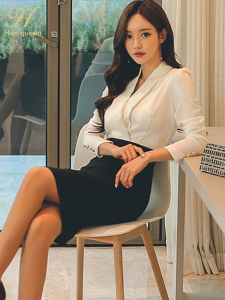 Elegant White Stitching Office Sheath Bodycon Pencil Dress for Women - Perfect for Business Meetings, Cocktail Parties & Formal Events