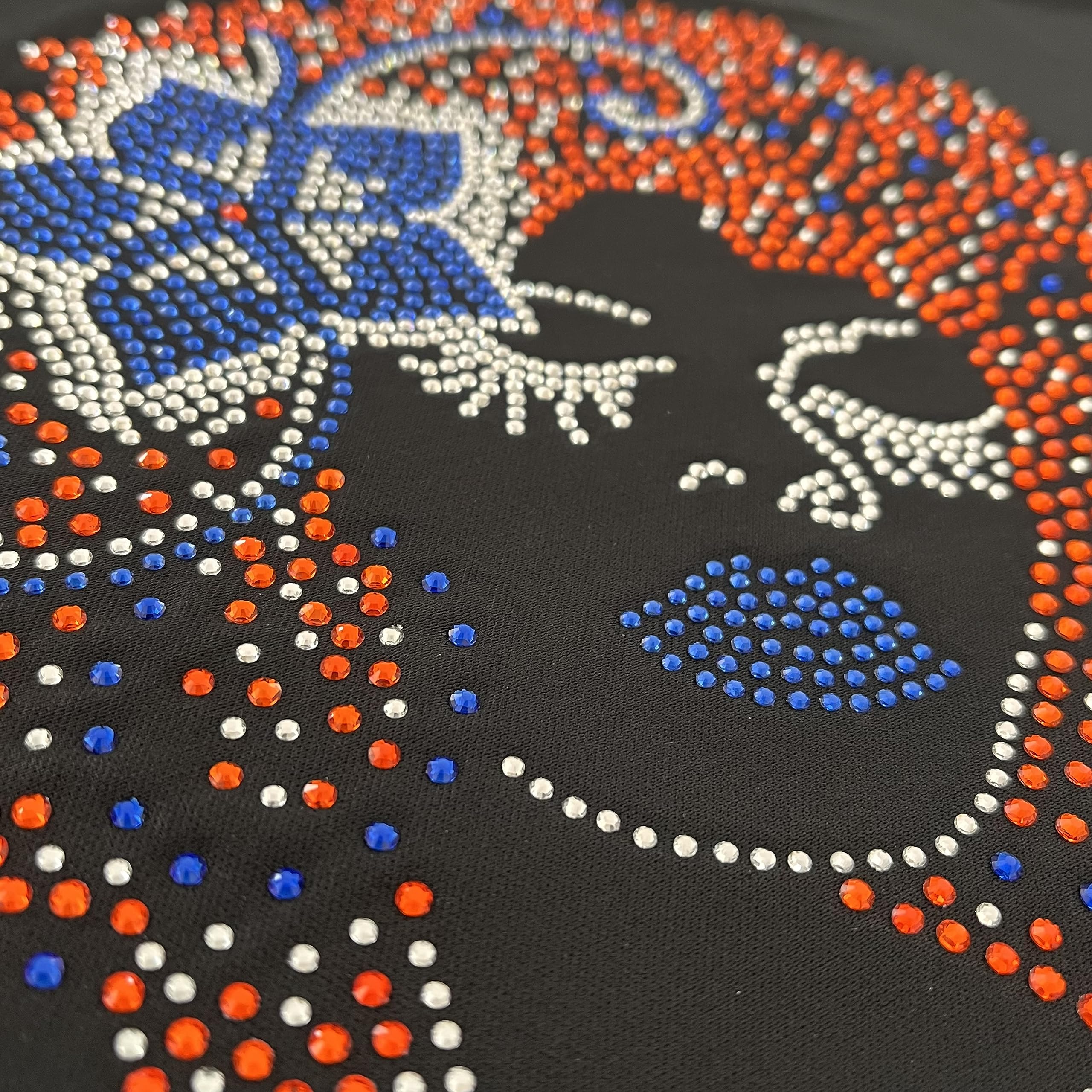 African American Woman Orange Hair Iron-on Rhinestone Design for T-Shirts, Hoodies & DIY Crafts | Perfect for Custom Apparel & Fashion Accessories