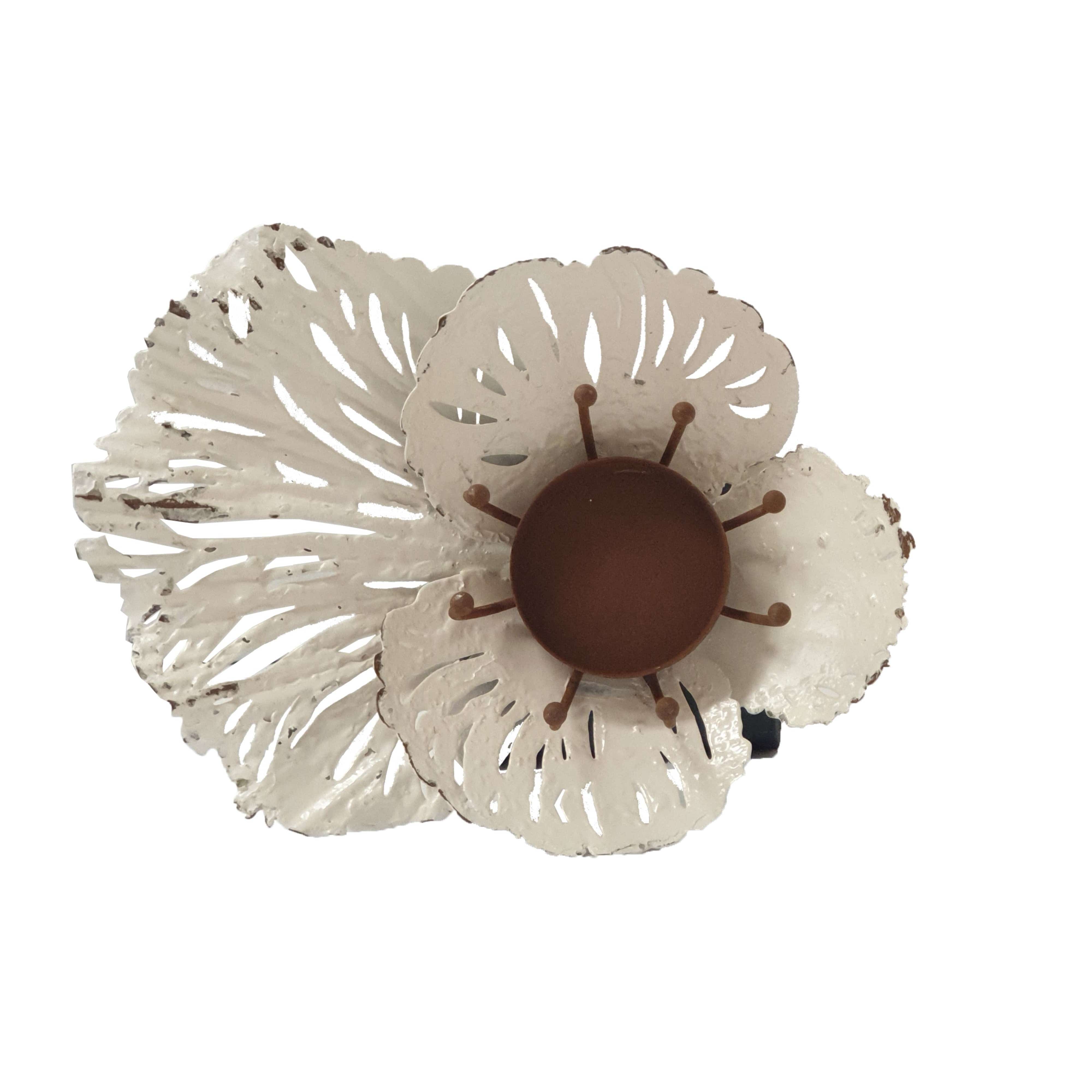 Urban Style Metal Flower Candle Holder with Wooden Base - Elegant Home Decor for Dining Table, Wedding Centerpiece & Romantic Ambiance