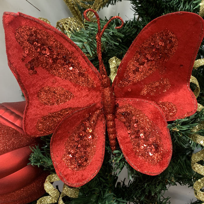 Red Glitter Butterfly Hair Clip for Women - Sparkly Hair Accessories for Parties, Weddings & Everyday Style