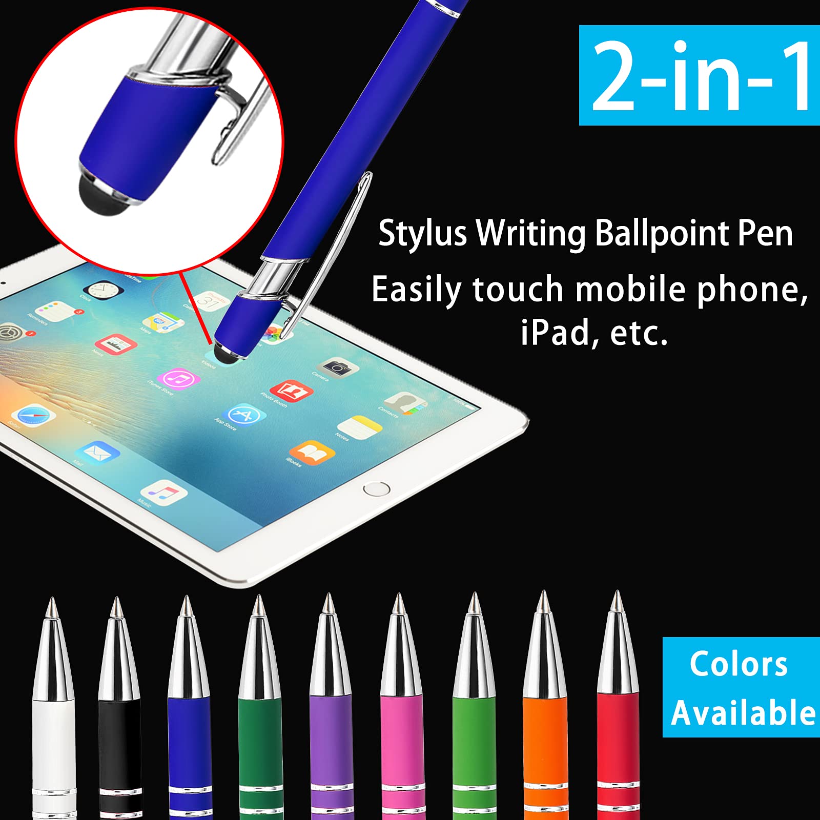 50-500 Pcs Custom Engraved Ballpoint Pens Bulk - Personalized Stylus Tip Pens with Name/Message/Logo, Medium Point Black Ink - Perfect for Wedding Favors, Graduation Gifts, Birthday Party Favors & Corporate Promotions