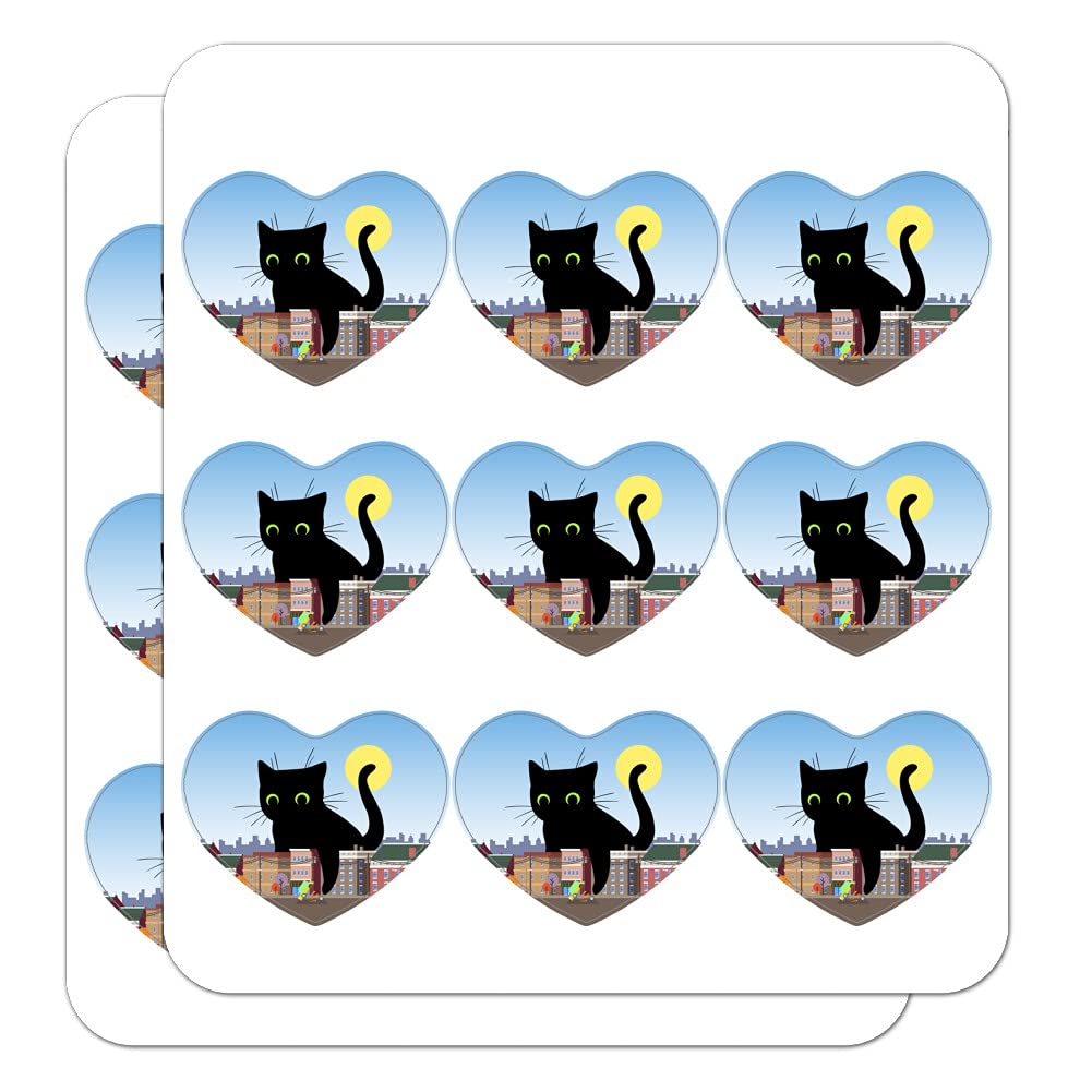 Giant Black Cat Playing with Cars Stickers - Heart Shaped Planner Calendar Scrapbook Decorative Stickers for Journaling, DIY Crafts, and Bullet Journal Supplies - Perfect for Scrapbooking, Planner Decor, and Gift Wrapping