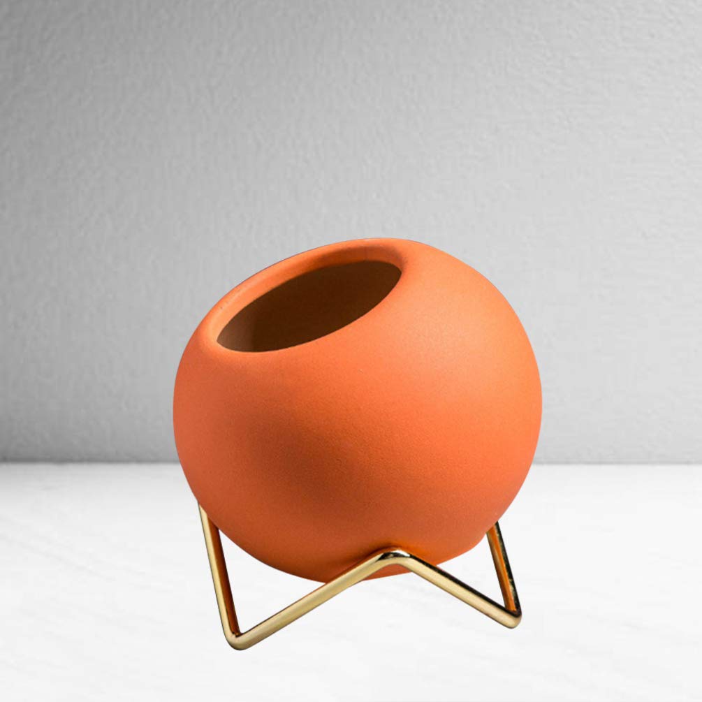 HEALLILY Ceramic Succulent Planter - 4 Inch Cactus Flower Pot with Drainage Hole, Nordic Style Home Decor for Desk, Office, Living Room | Perfect for Succulents, Air Plants & Small Houseplants (Orange)