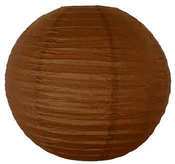 24-Inch Dark Brown Round Chinese Japanese Paper Lanterns - Set of 10 for Home Decor, Wedding, Party & Garden Lighting | Asian Style Hanging Lanterns for Indoor Outdoor Decoration
