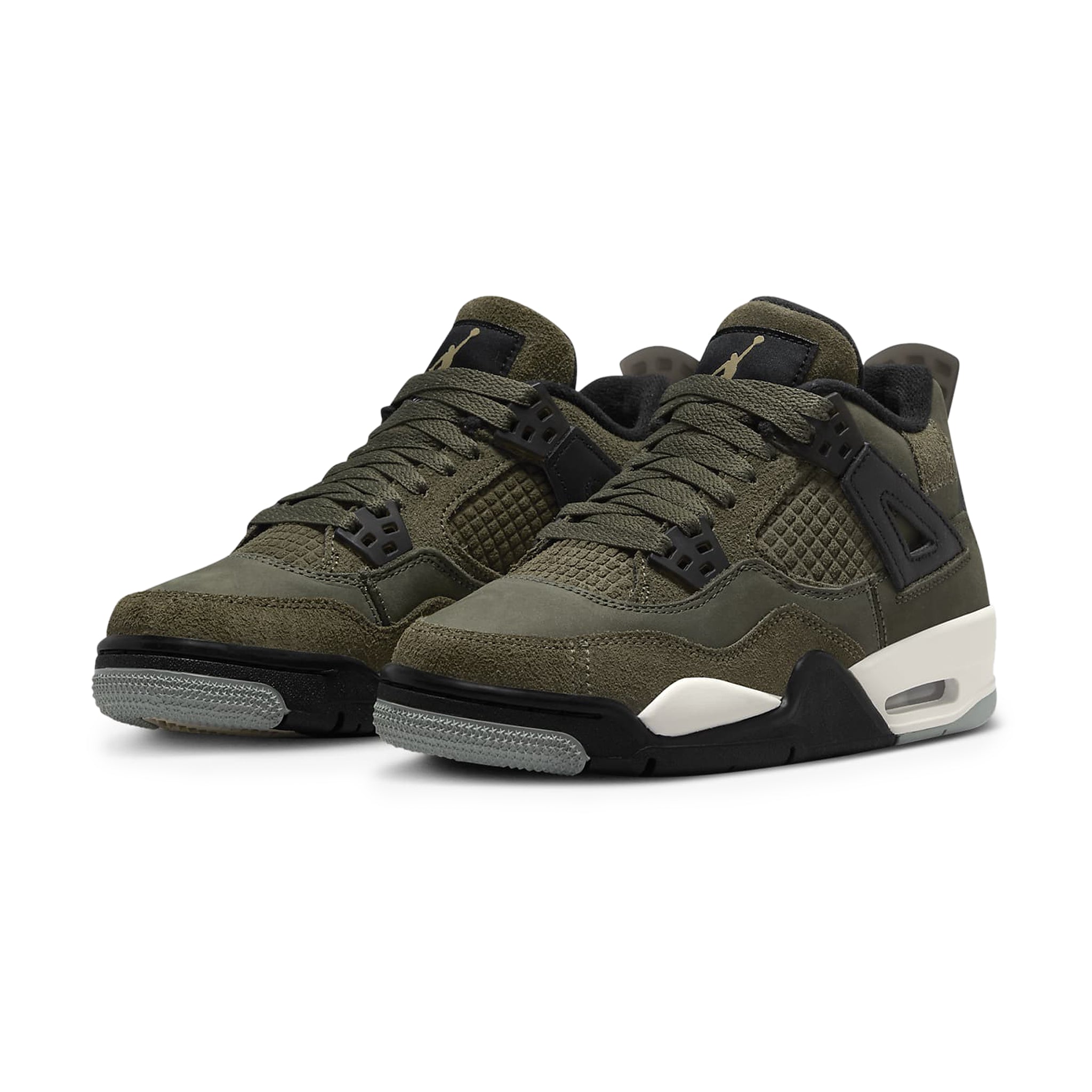 Air Jordan 4 Retro SE Craft Olive Sneakers for Girls - Premium Basketball Shoes for Sports & Casual Wear - Perfect for School, Gym, and Street Fashion