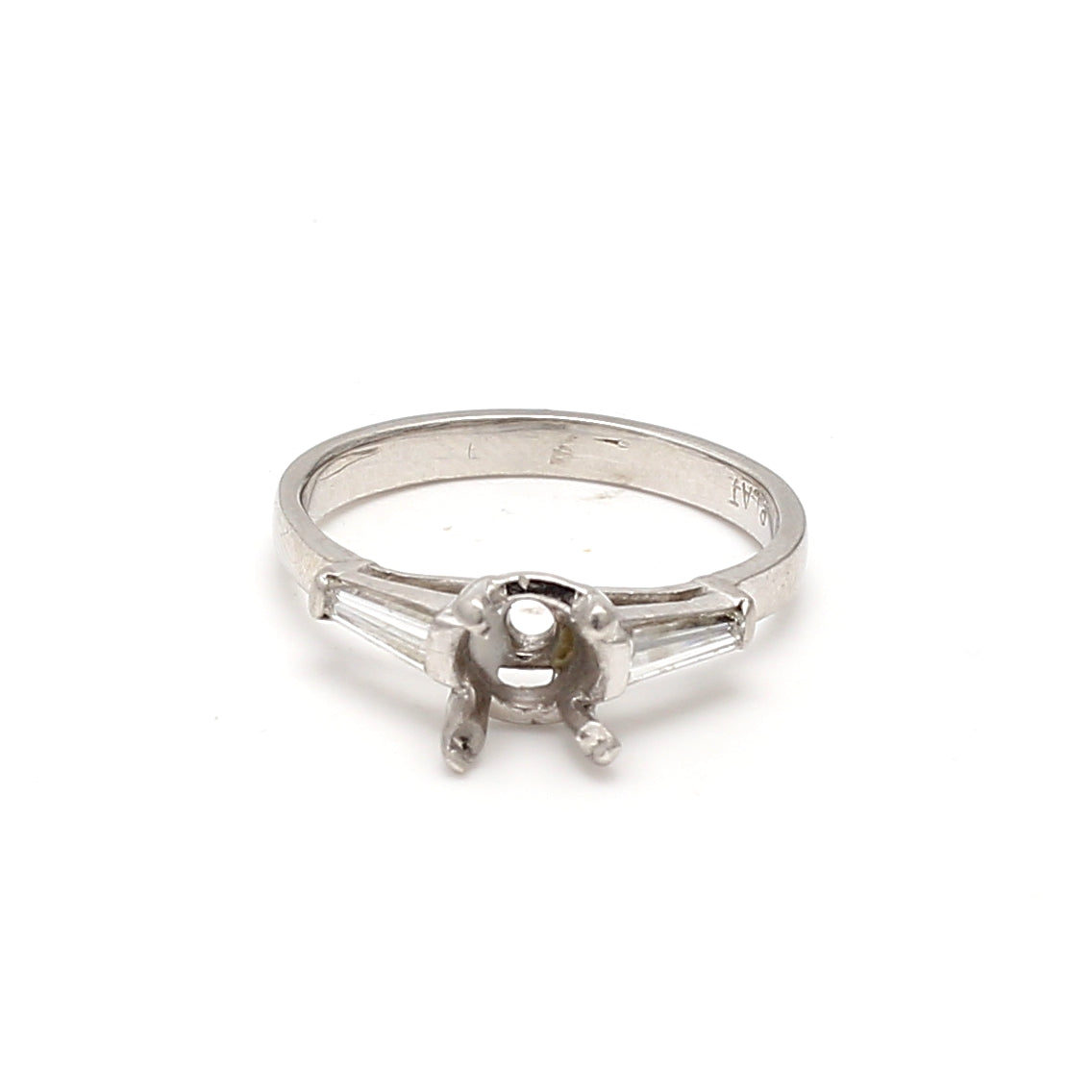 0.40 Carat Tapered Baguette G VS2 Diamond Platinum Semi Mount Ring for Engagement, Wedding & Anniversary - Elegant Bridal Jewelry Gift for Her