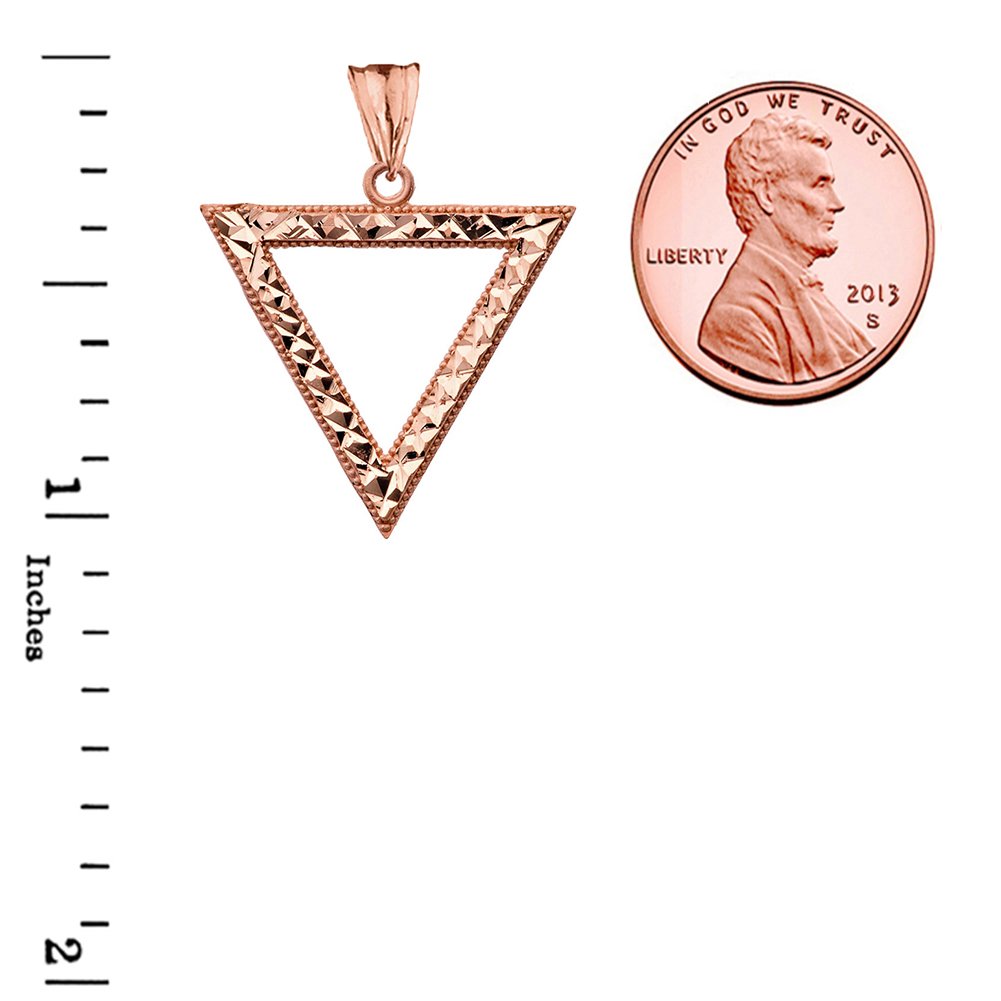 10k Rose Gold Open Triangle Charm Pendant Necklace for Women - Elegant Dainty Jewelry Gift for Birthday, Anniversary & Everyday Wear