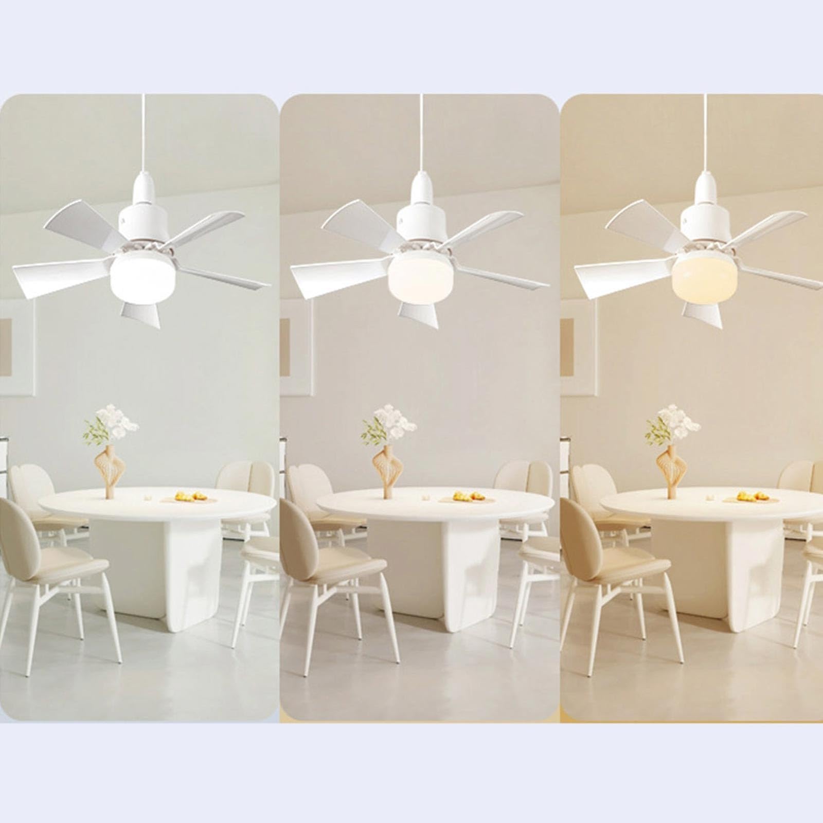 Dimmable LED Socket Fan Light with Remote - 3 Colors (3000K-6500K), 30W Screw-in Ceiling Fan Light Bulb for Bedroom, Living Room, Kitchen & Garage - Perfect for Home Cooling and Ambient Lighting