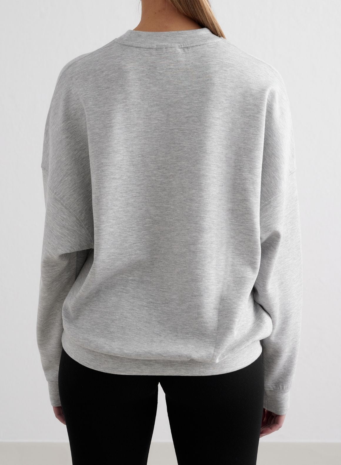 Light Grey Melange Comfortable Modal Sweatshirt for Women | Soft Casual Pullover | Perfect for Lounge Wear, Yoga & Everyday Outfits