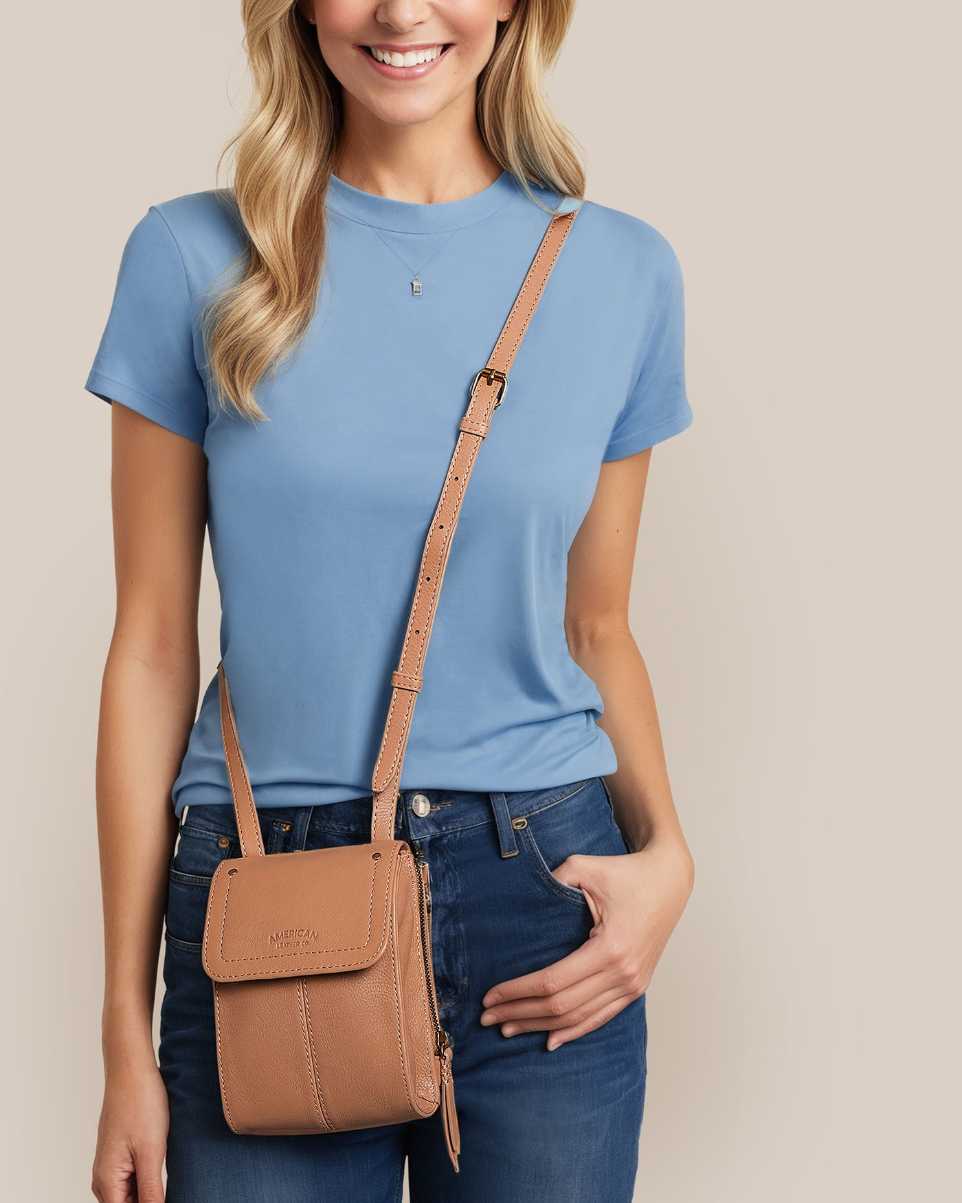 Kansas Phone Crossbody Bag for Women - Small Leather Cell Phone Purse with Adjustable Strap - Perfect for Travel, Shopping & Everyday Use