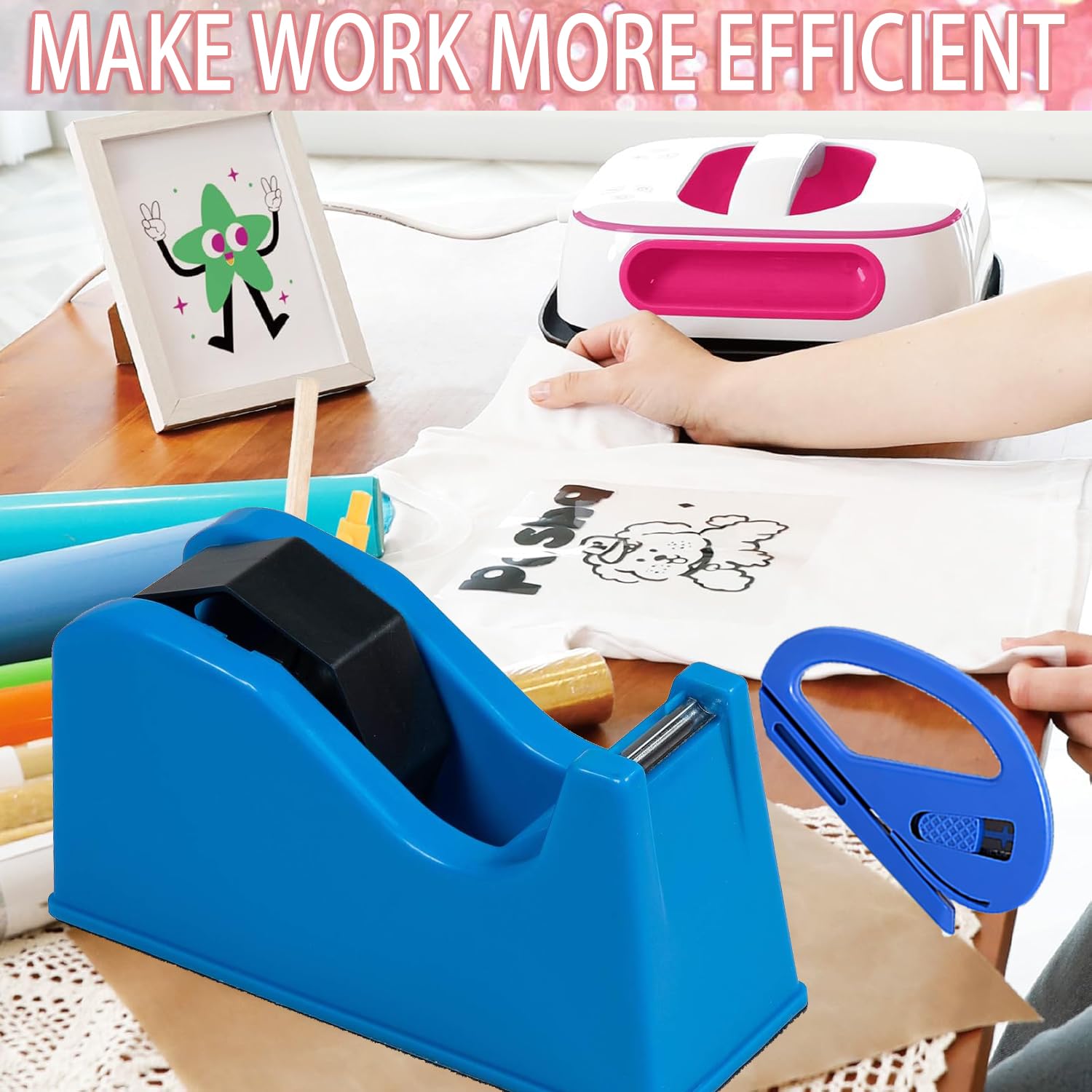 20 Oz Sublimation Tumbler Clamp Tool Kit - Heat Resistant Gloves, Heat Tape & Dispenser for Sublimation (Blue & Pink) - Perfect for DIY Tumbler Projects & Sublimation Crafting
