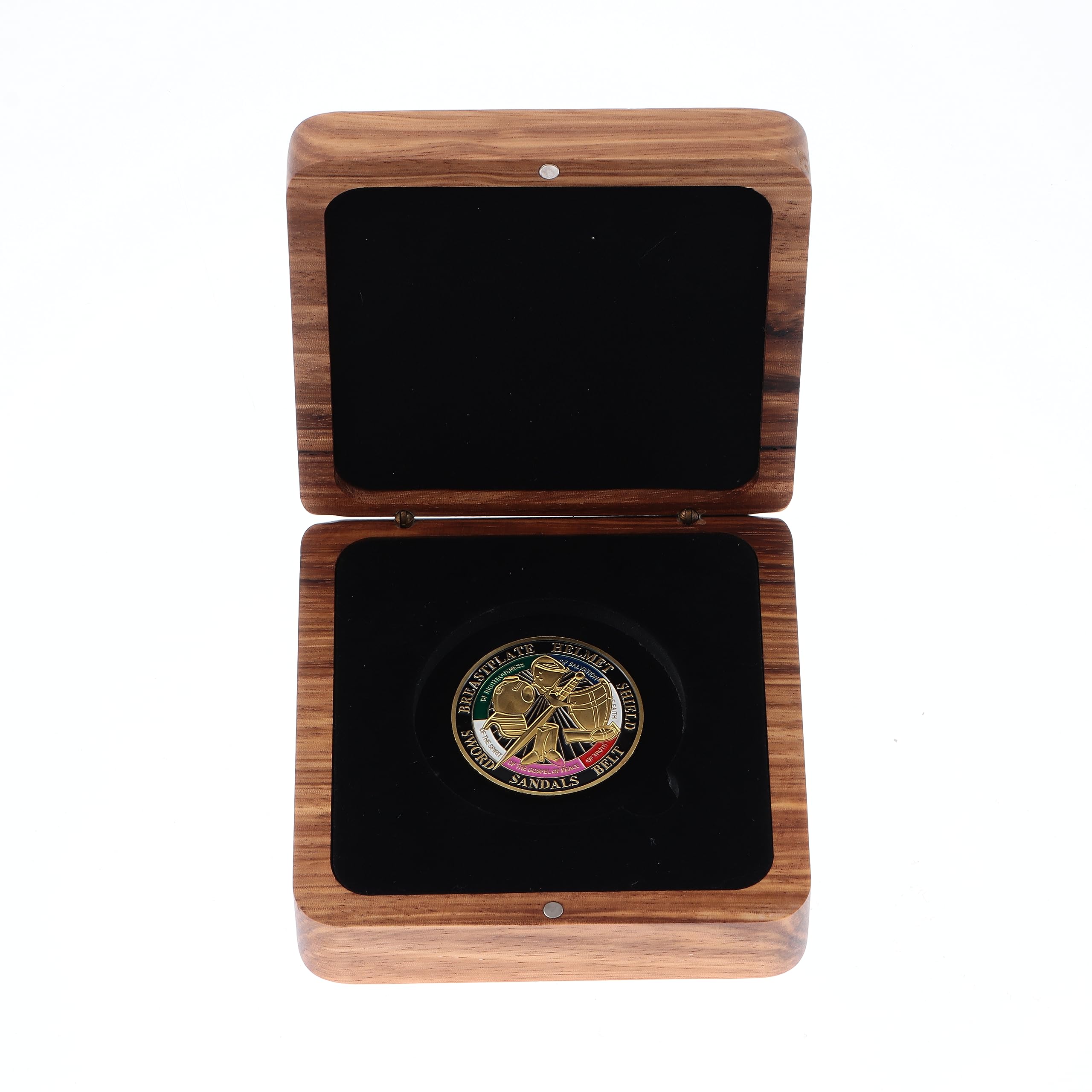 Premium Walnut Wood Challenge Coin Display Box - Handcrafted Wooden Presentation Case for Collectible Coins - Perfect for Military, Police, and Firefighter Gift Scenes