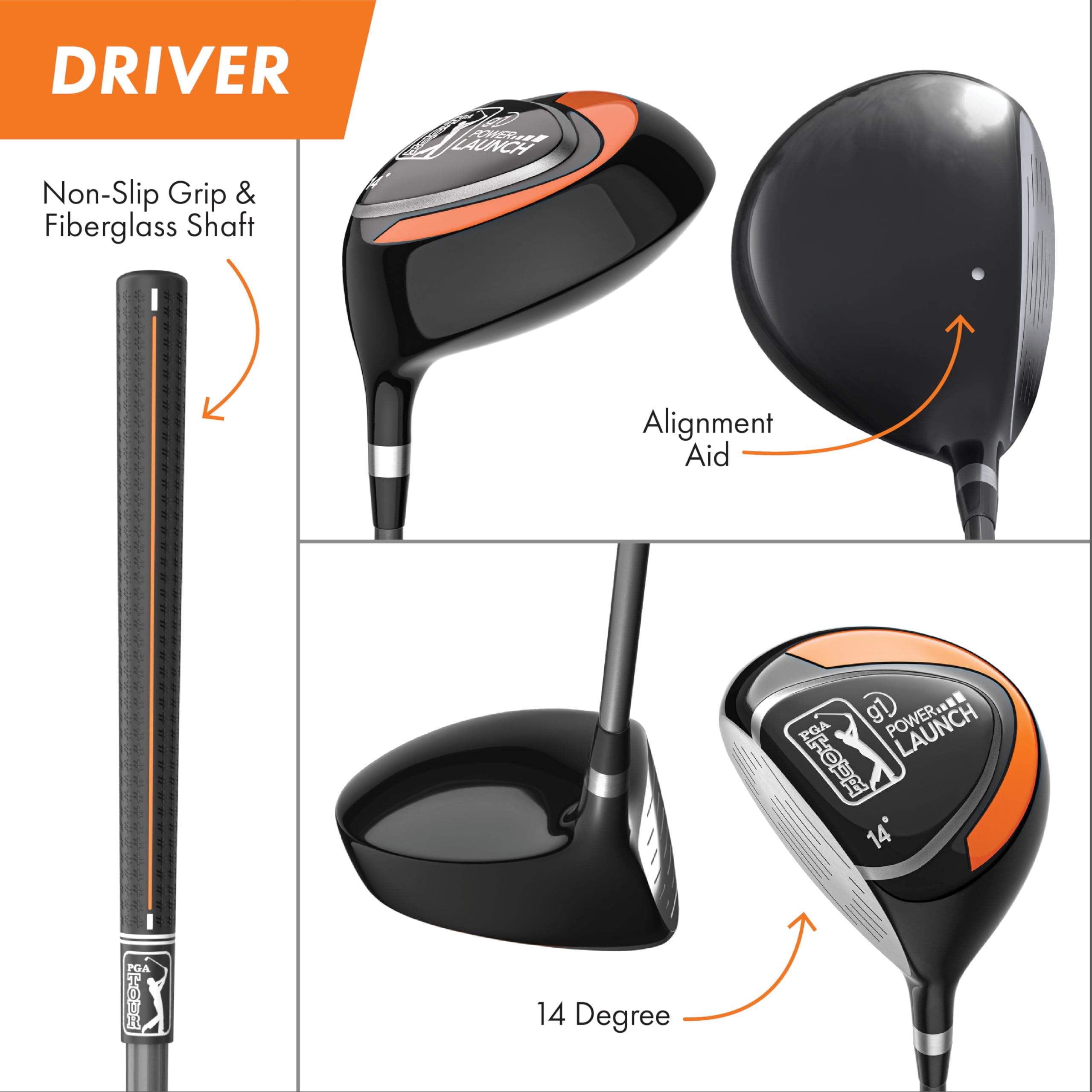 **PGA TOUR Youth Golf Club Set for Kids Ages 8-12 (4’8”-5’2”) & 12+ (5’2”+) – Right & Left Handed Junior Golf Clubs with Lightweight Stand Bag, Mallet Putter, Hybrid & Driver – Perfect for Beginners, Practice & Junior Tournaments**