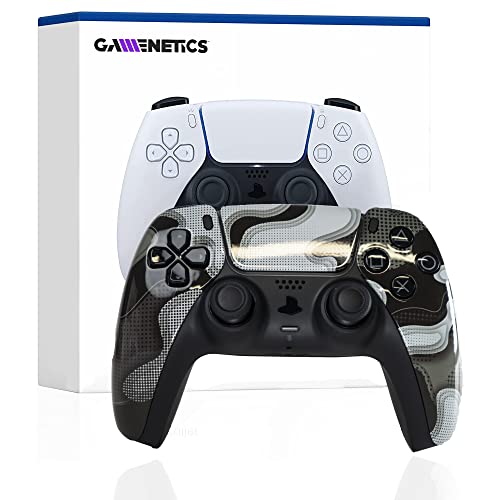 Gamenetics Wireless Bluetooth Controller for PS5 & PC - Custom Official Gamepad Remote (White Camo) - Perfect for Gaming, Streaming & Competitive Play