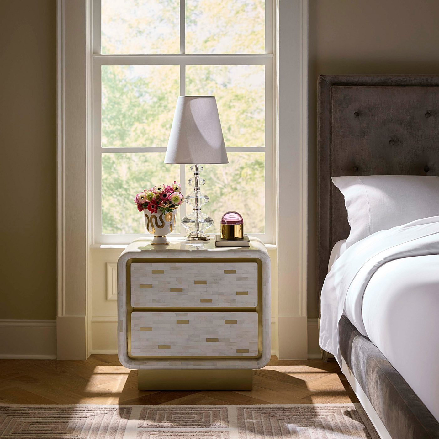 Casablanca End Table - Modern Nightstand with Storage Shelf for Bedroom, Living Room, or Office - Perfect for Lamps, Books, and Decor