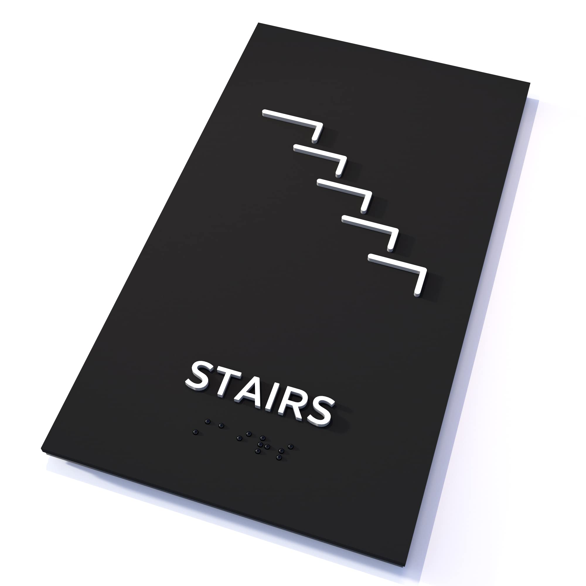 ADA Compliant Modern Stair Door Sign with Grade 2 Braille - Kubik Letters Stairs Sign with 3M Double Sided Tape - Perfect for Office Buildings, Hospitals & Public Spaces