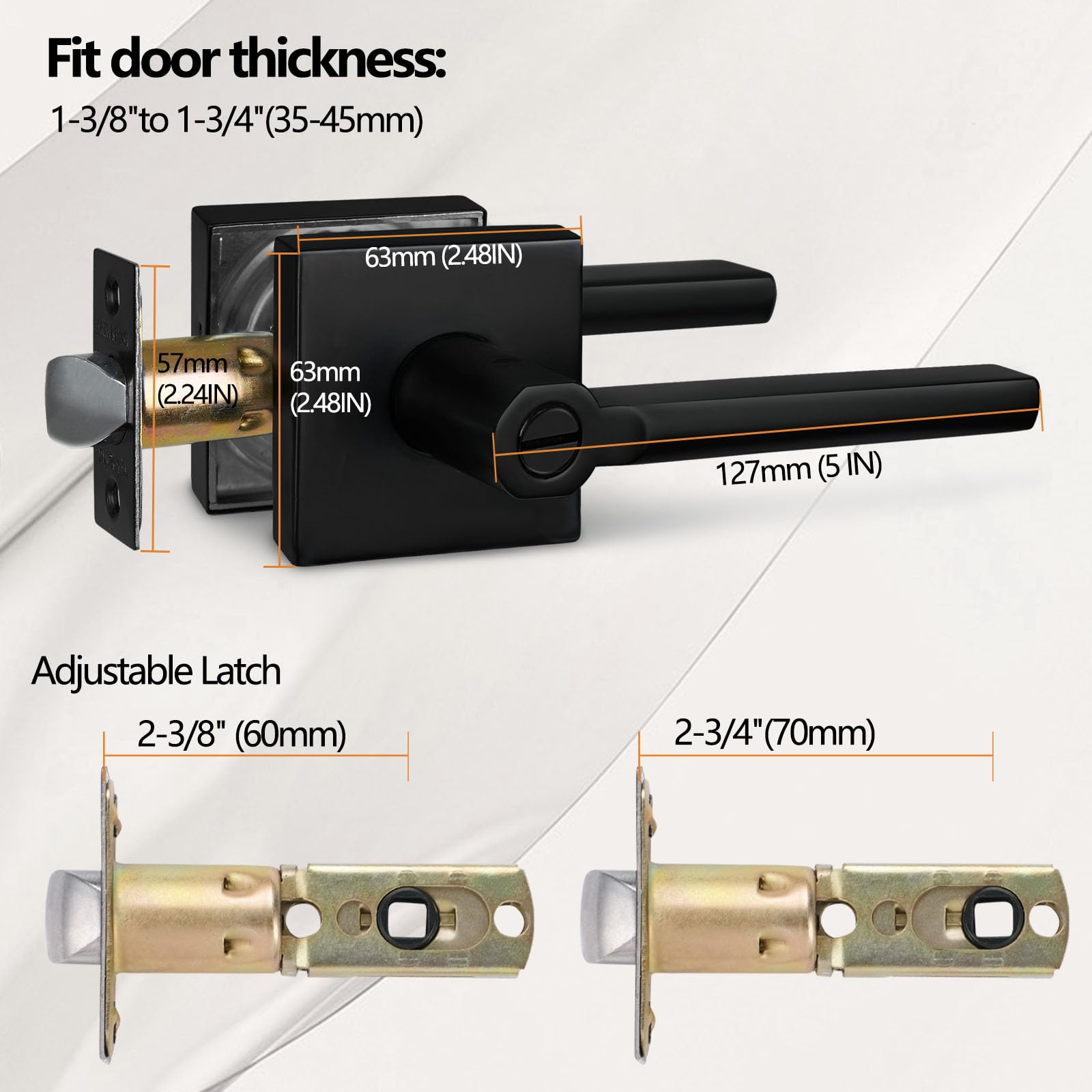 NEWBANG Privacy Door Lever - Aged Matt Black for Bathroom & Interior - HD1601-DB-BK-1P - Perfect for Home & Office Security