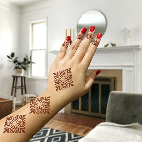 Premium Henna Tattoo Stencil Kit - DIY Temporary Tattoo Set with Full Hand Designs for Women, Girls & Kids | Perfect for Parties, Weddings & Festivals | PRH-47